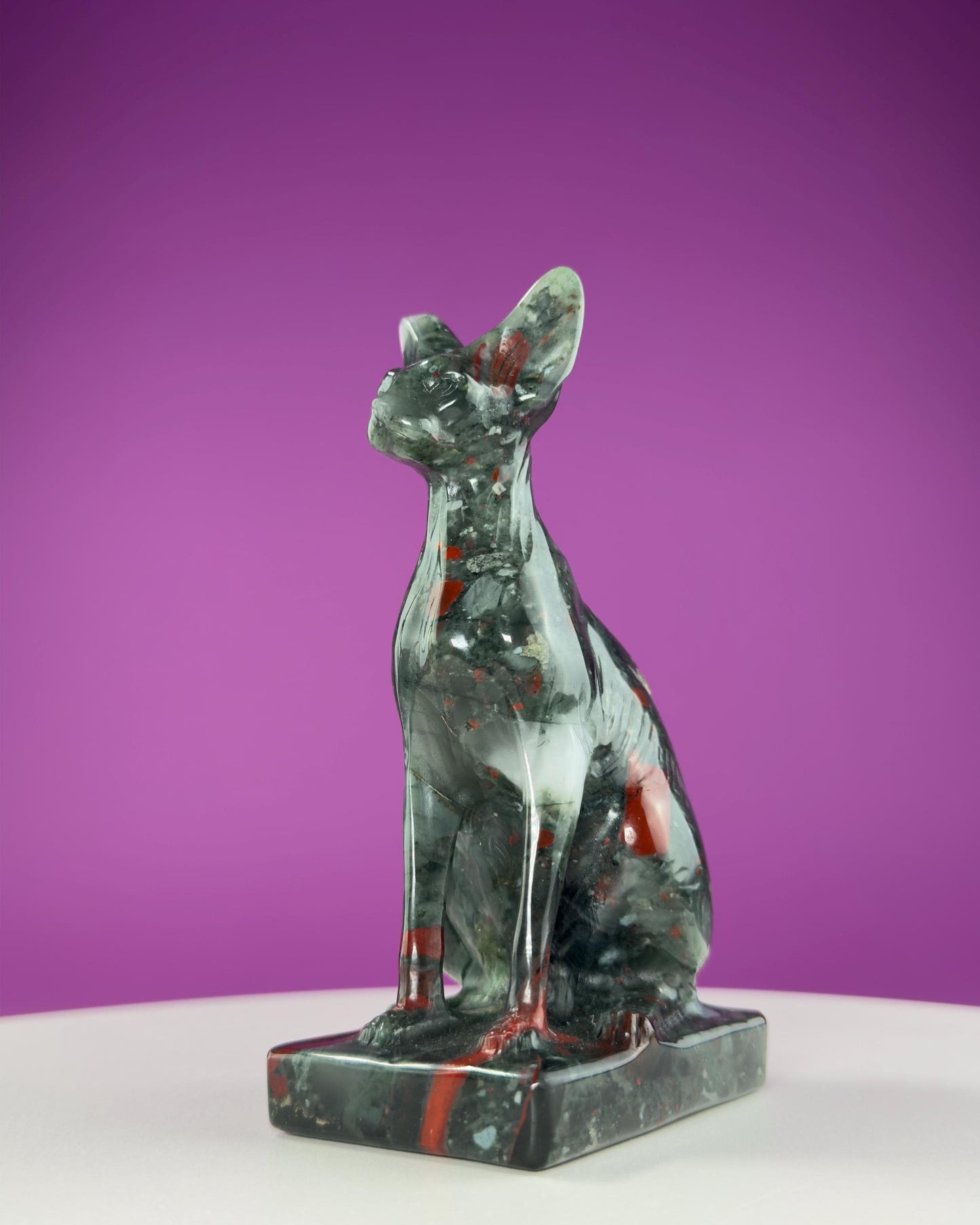 African Bloodstone Egyptian Sphinx Cat Carving, 5+ Inches Hand Carved,Reiki Healing, Crystal Decor,Crystal Gift,Cat Statue,Cat Decor