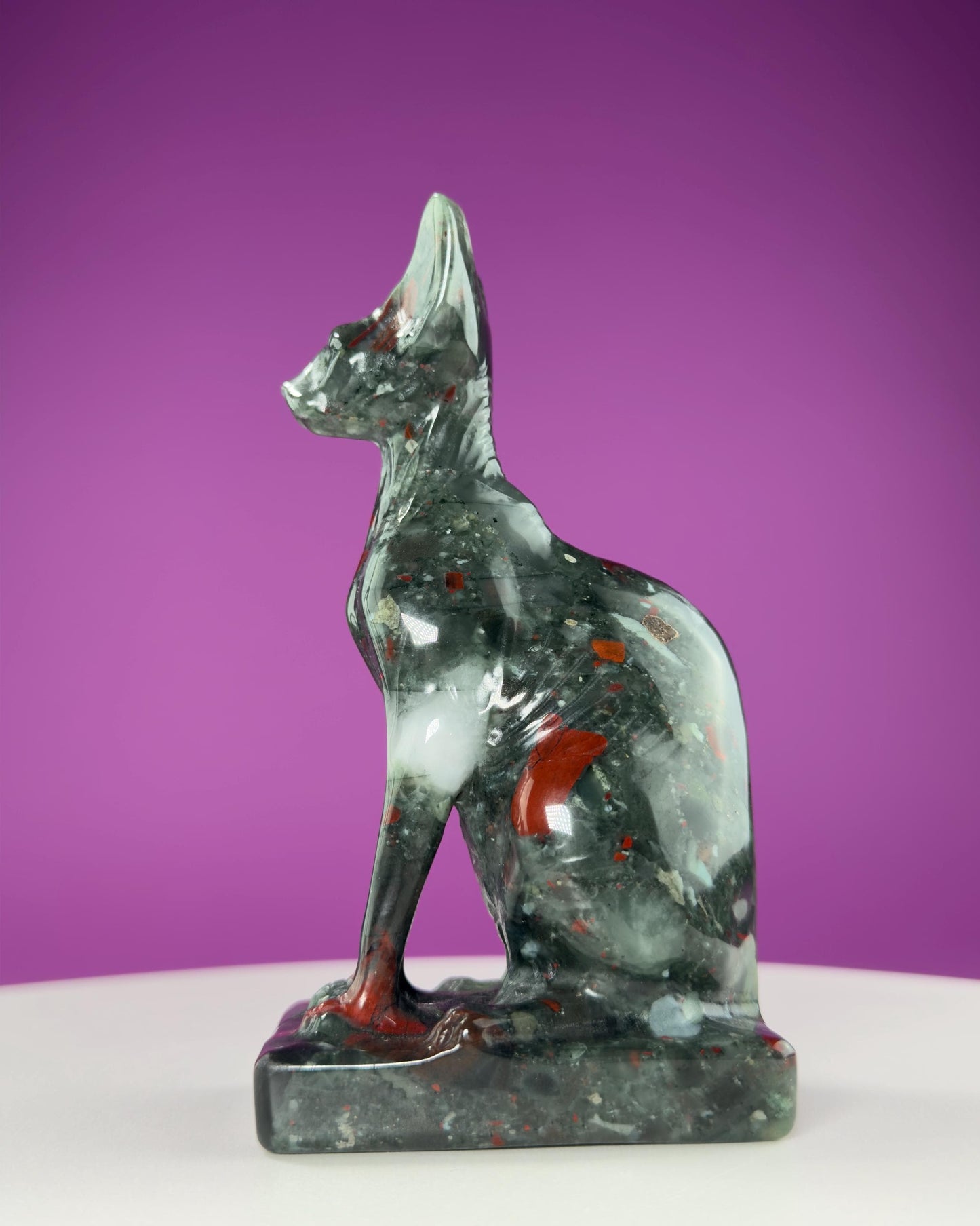 African Bloodstone Egyptian Sphinx Cat Carving, 5+ Inches Hand Carved,Reiki Healing, Crystal Decor,Crystal Gift,Cat Statue,Cat Decor