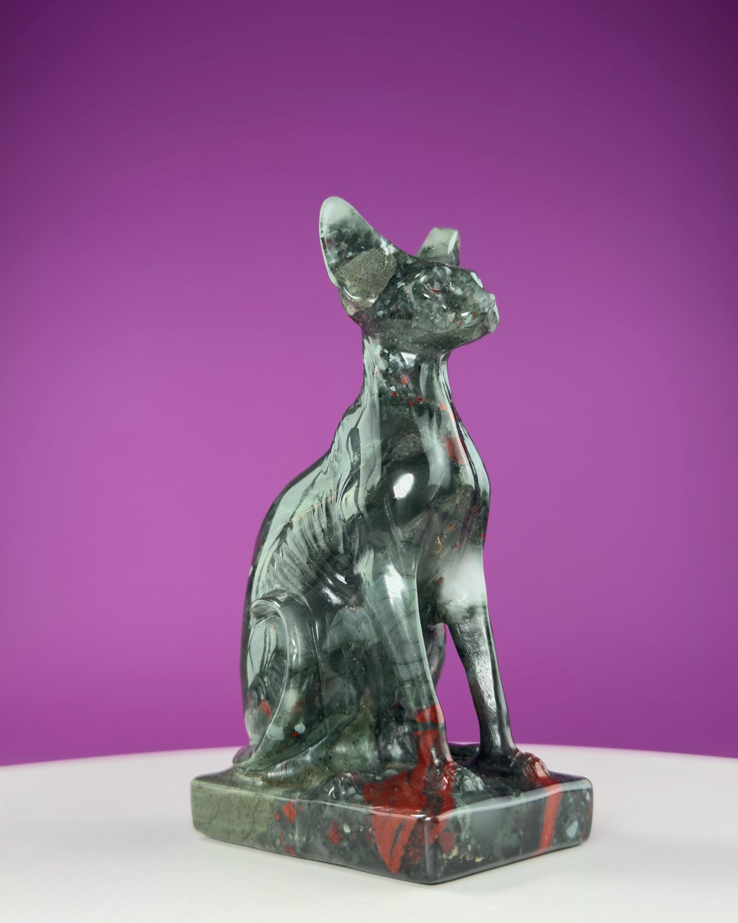 African Bloodstone Egyptian Sphinx Cat Carving, 5+ Inches Hand Carved,Reiki Healing, Crystal Decor,Crystal Gift,Cat Statue,Cat Decor