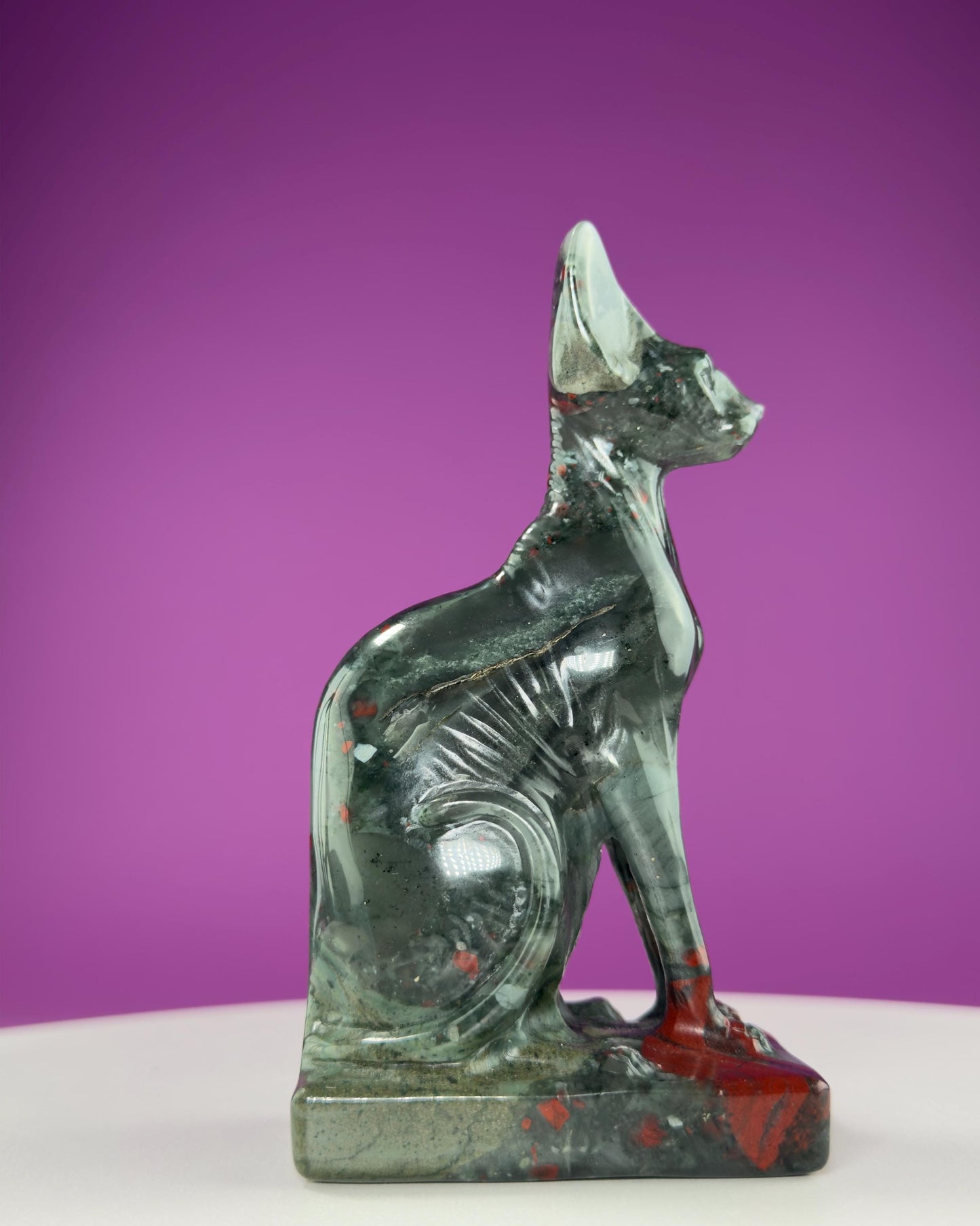 African Bloodstone Egyptian Sphinx Cat Carving, 5+ Inches Hand Carved,Reiki Healing, Crystal Decor,Crystal Gift,Cat Statue,Cat Decor