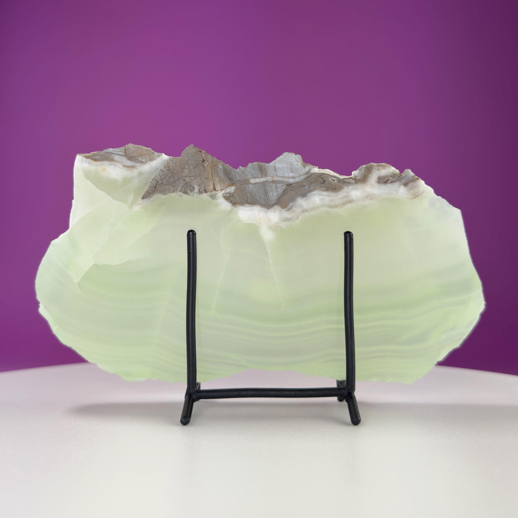 Green Calcite Slab (Mexico) (Includes Black Metal Stand)