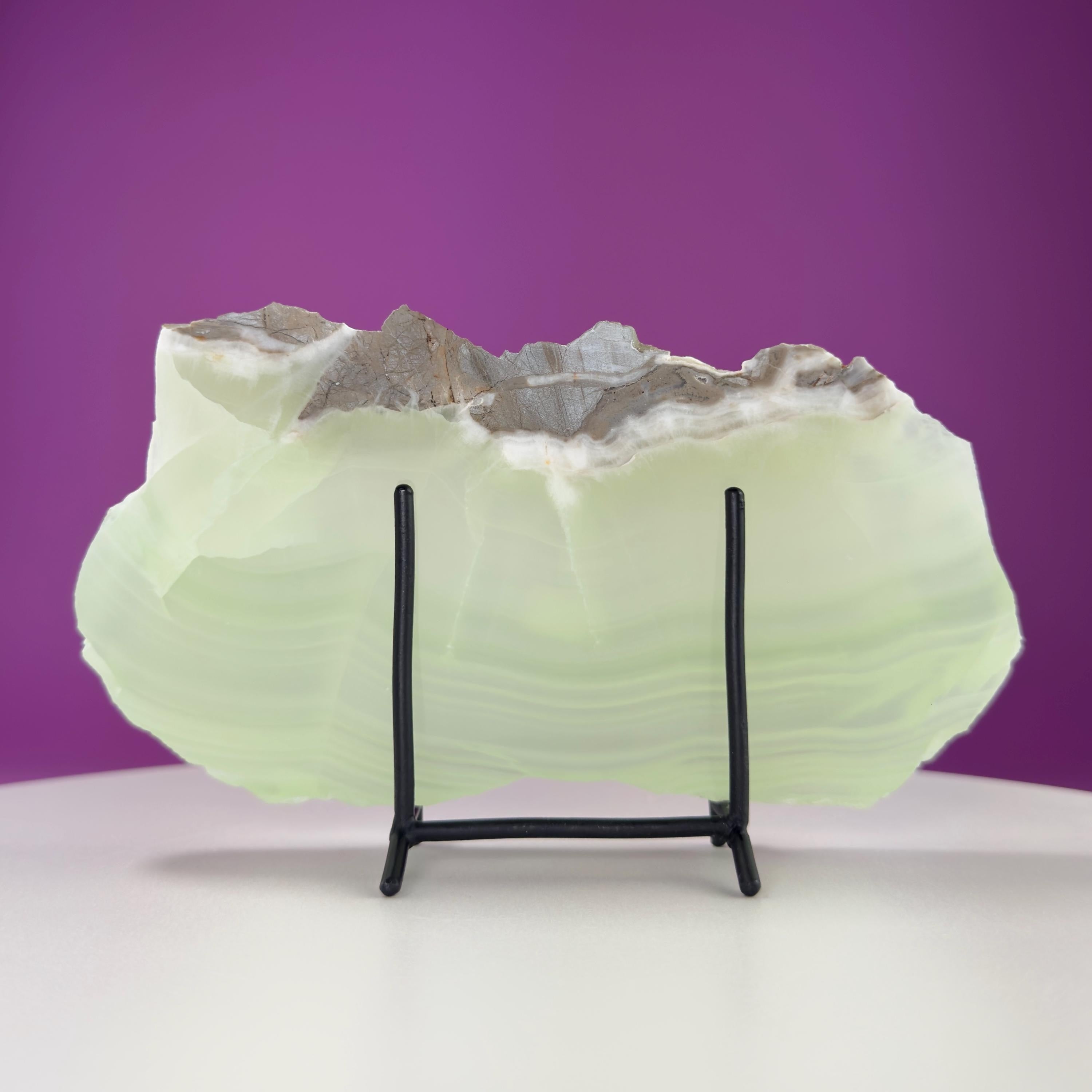 Green Calcite Slab (Mexico) (Includes Black Metal Stand)