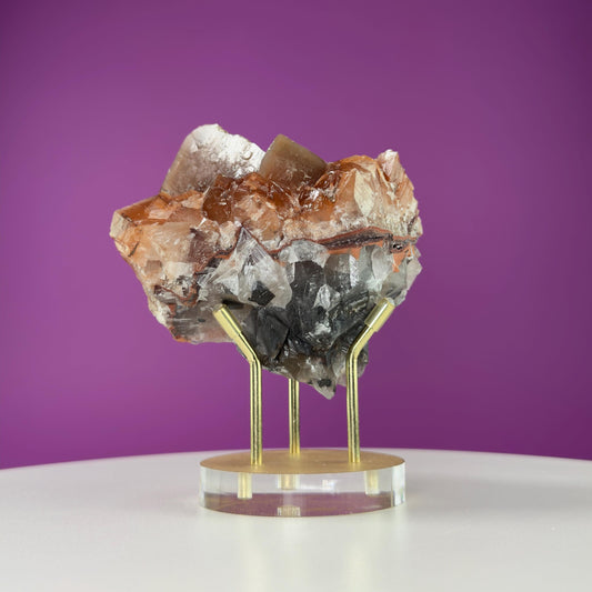 Mariposa Calcite (Mexico) (Includes Gold Metal/Acrylic Stand), UV Reactive