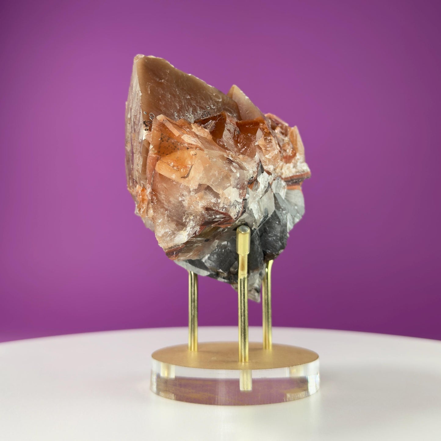 Mariposa Calcite (Mexico) (Includes Gold Metal/Acrylic Stand), UV Reactive