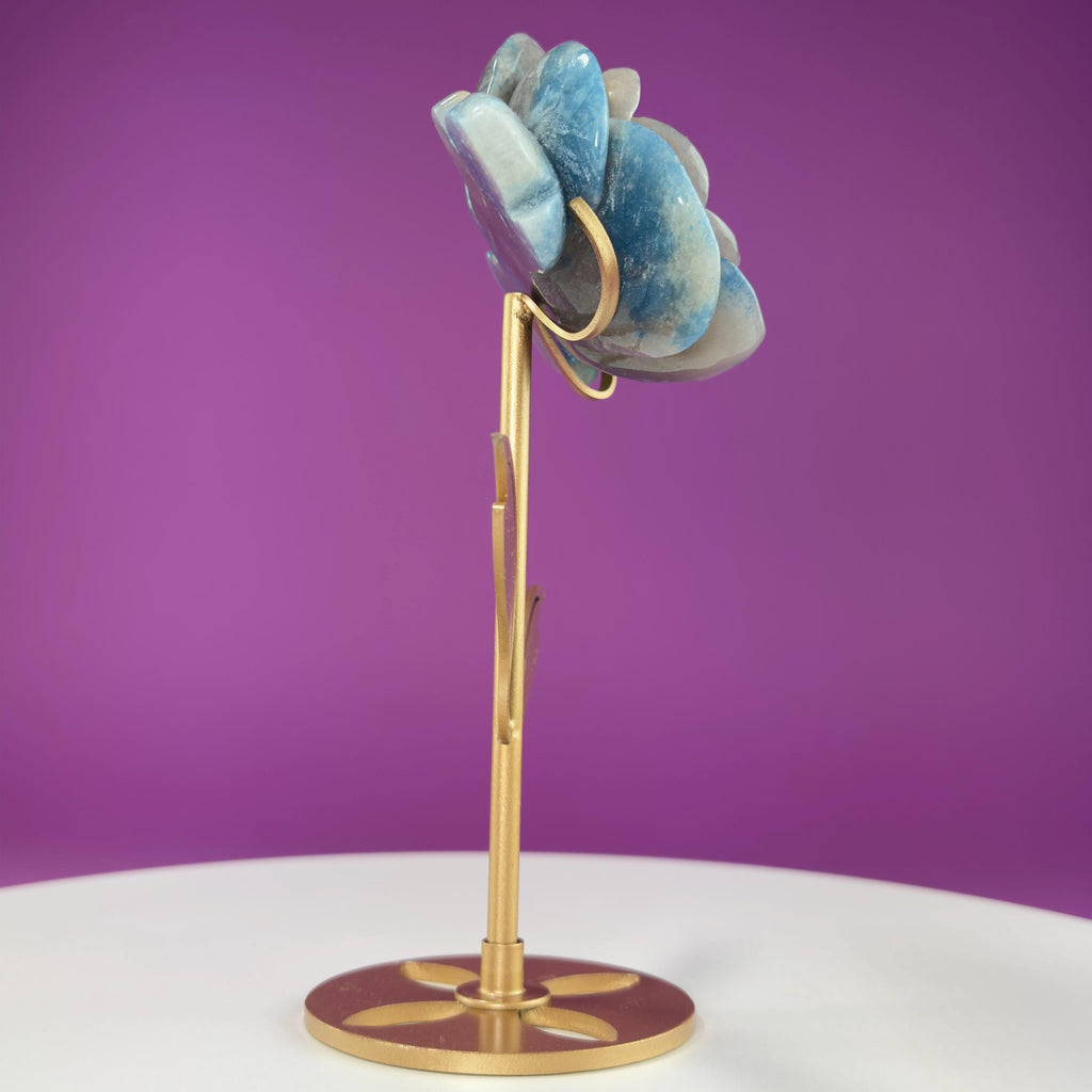 Trolleite Flower Carving (Brazil) (Includes Gold Metal Stand)