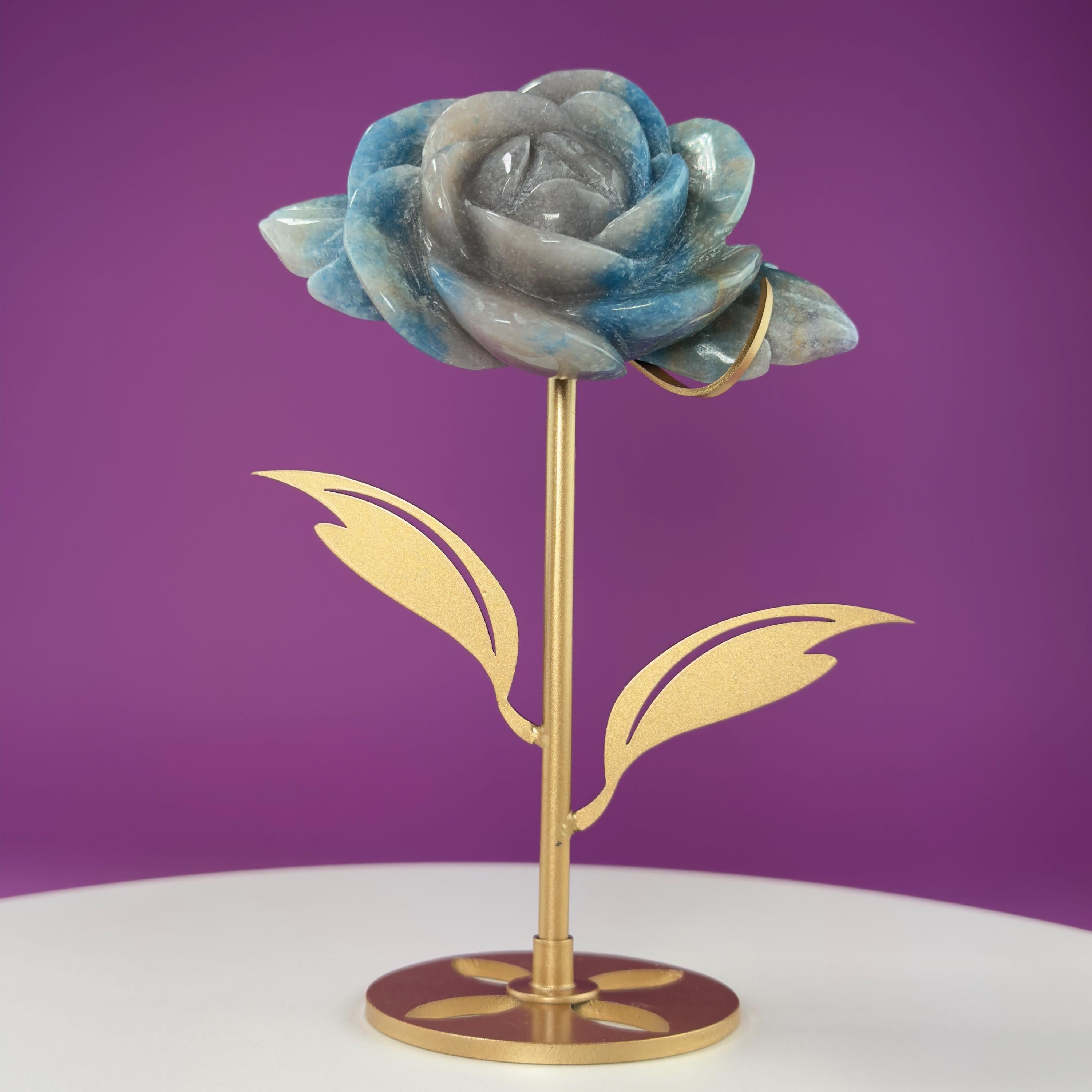 Trolleite Flower Carving (Brazil) (Includes Gold Metal Stand)