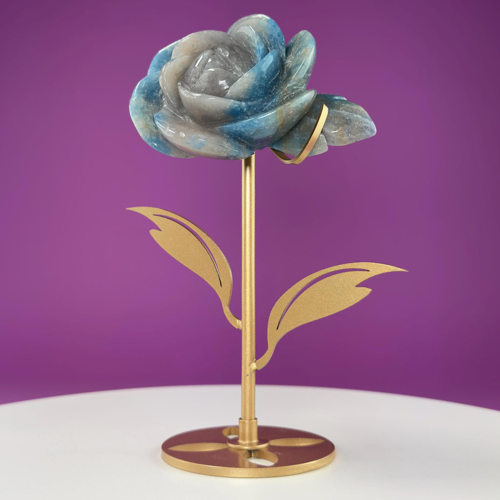 Trolleite Flower Carving (Brazil) (Includes Gold Metal Stand)