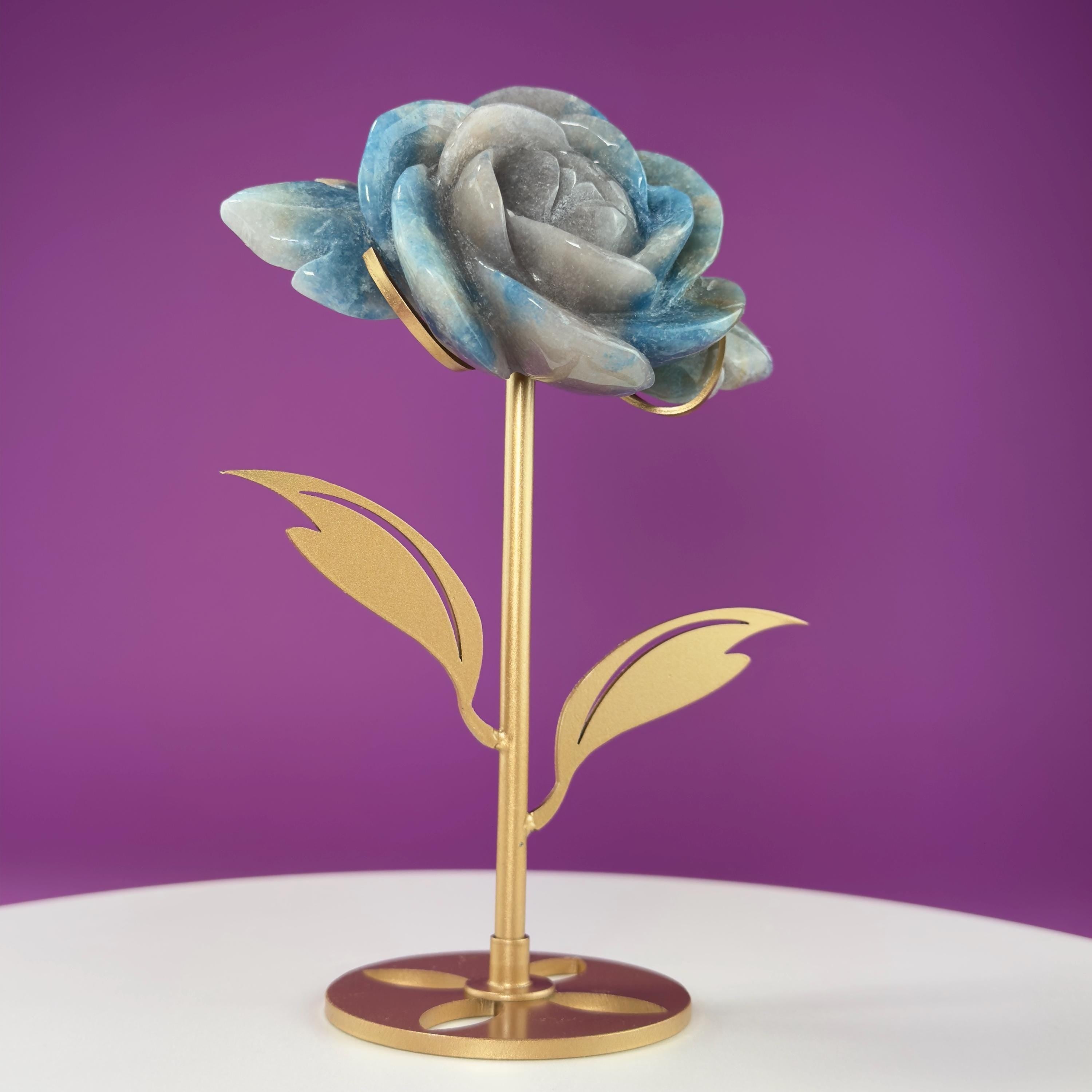 Trolleite Flower Carving (Brazil) (Includes Gold Metal Stand)