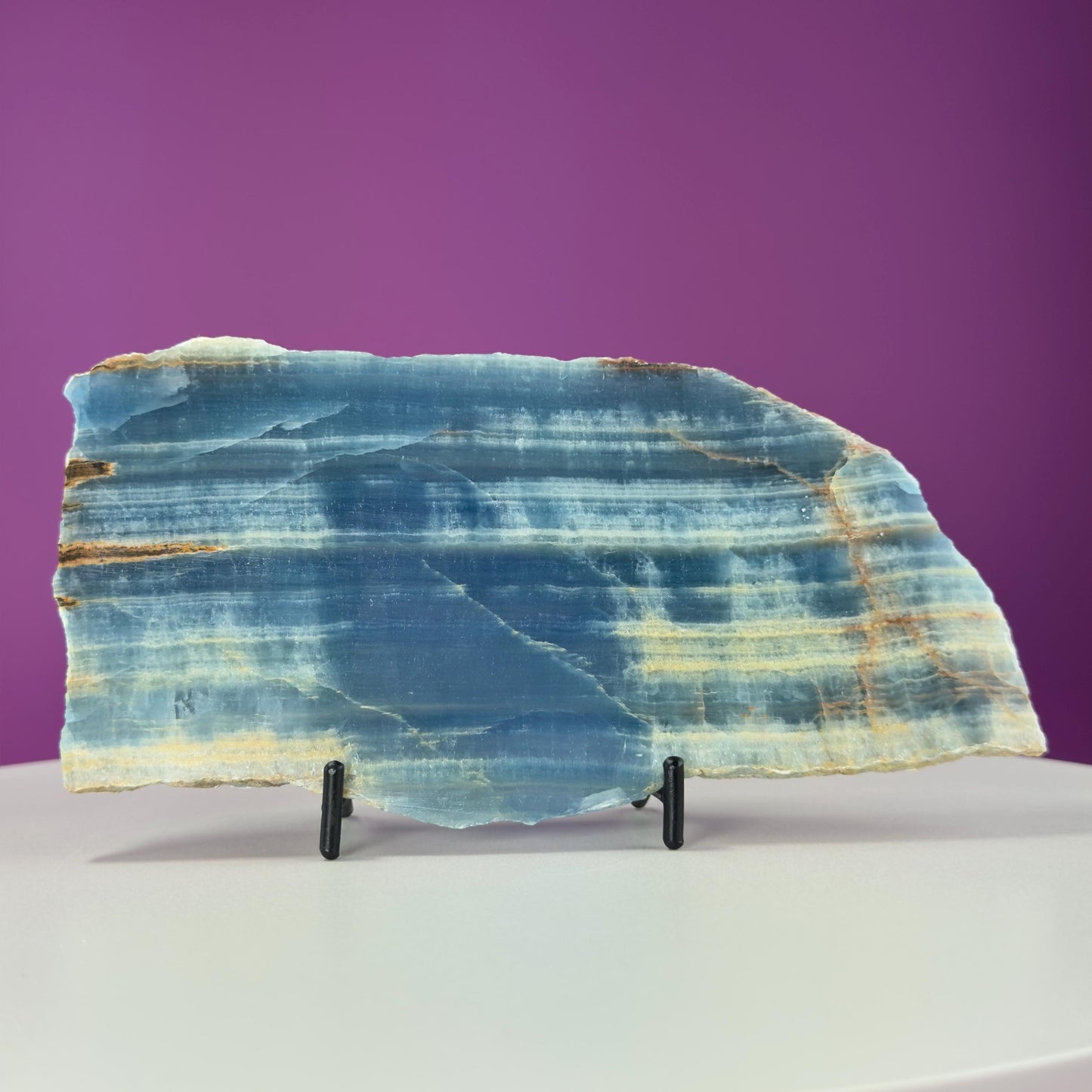 Blue Onyx Slab (Mexico) (Includes Black Metal Stand)