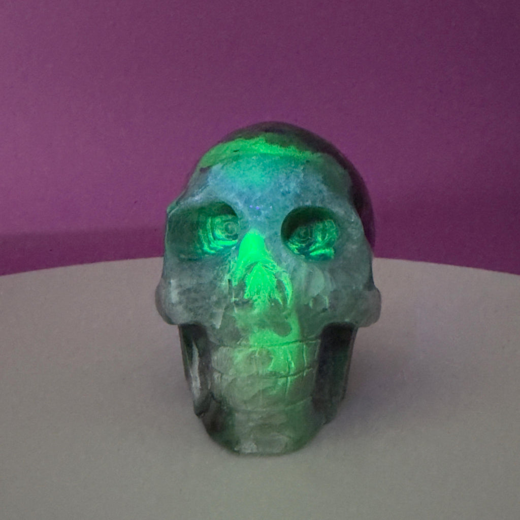 Volcanic Agate Skull, UV Reactive