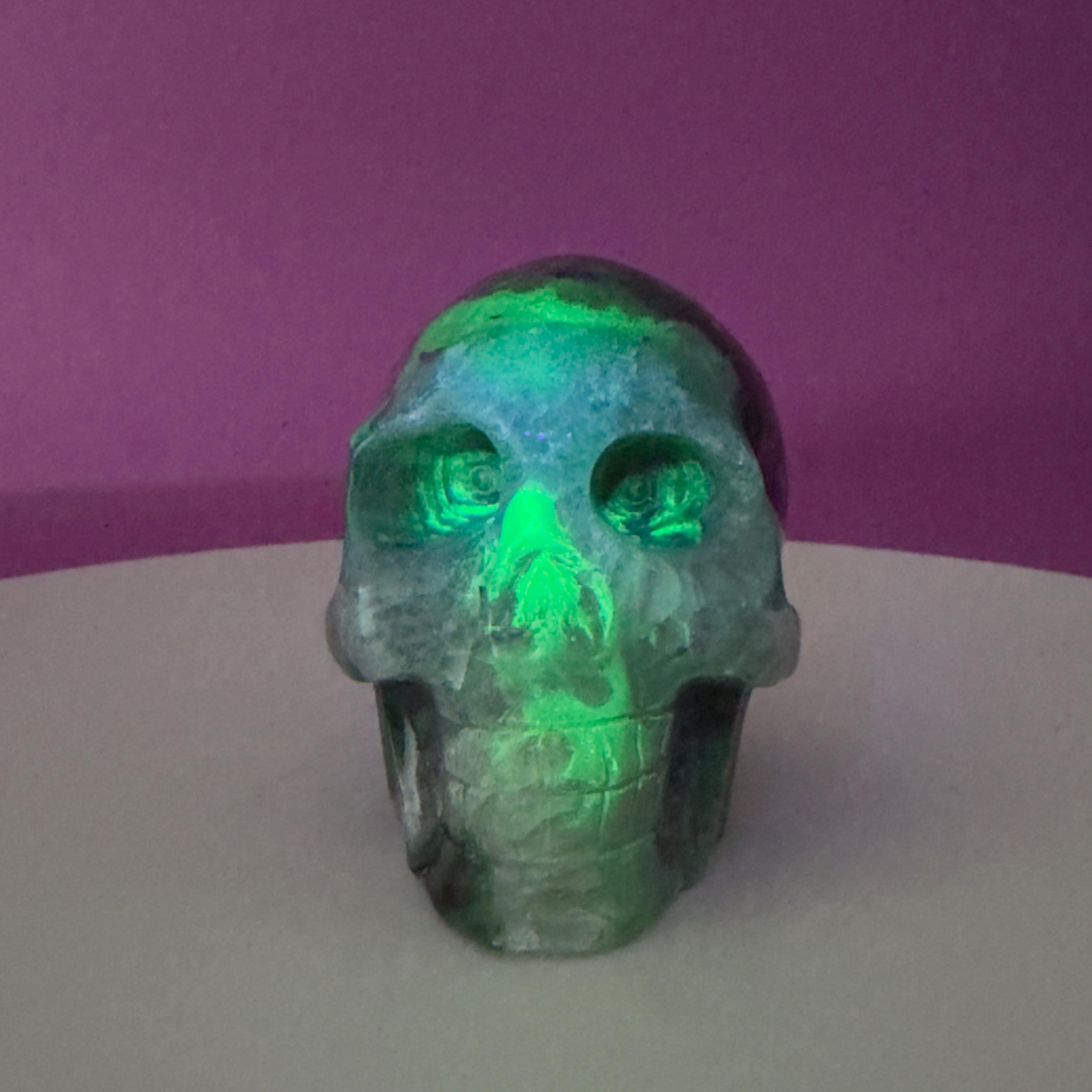 Volcanic Agate Skull, UV Reactive