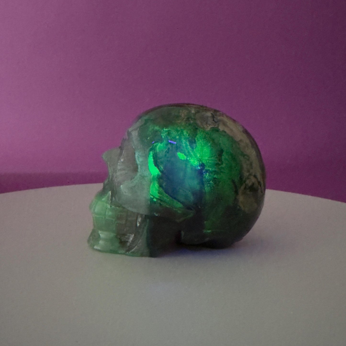 Volcanic Agate Skull, UV Reactive