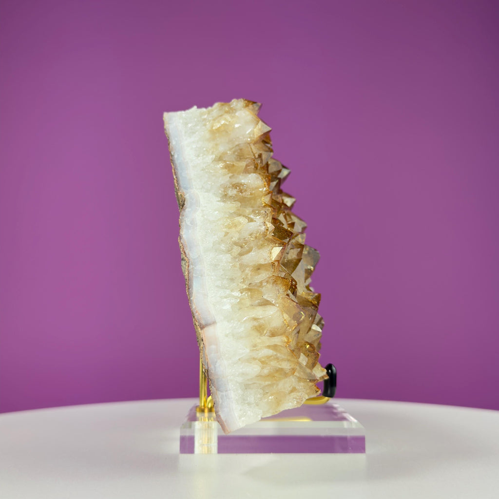 Brazil Citrine Crystal Cluster – Natural Quartz Specimen with Stand