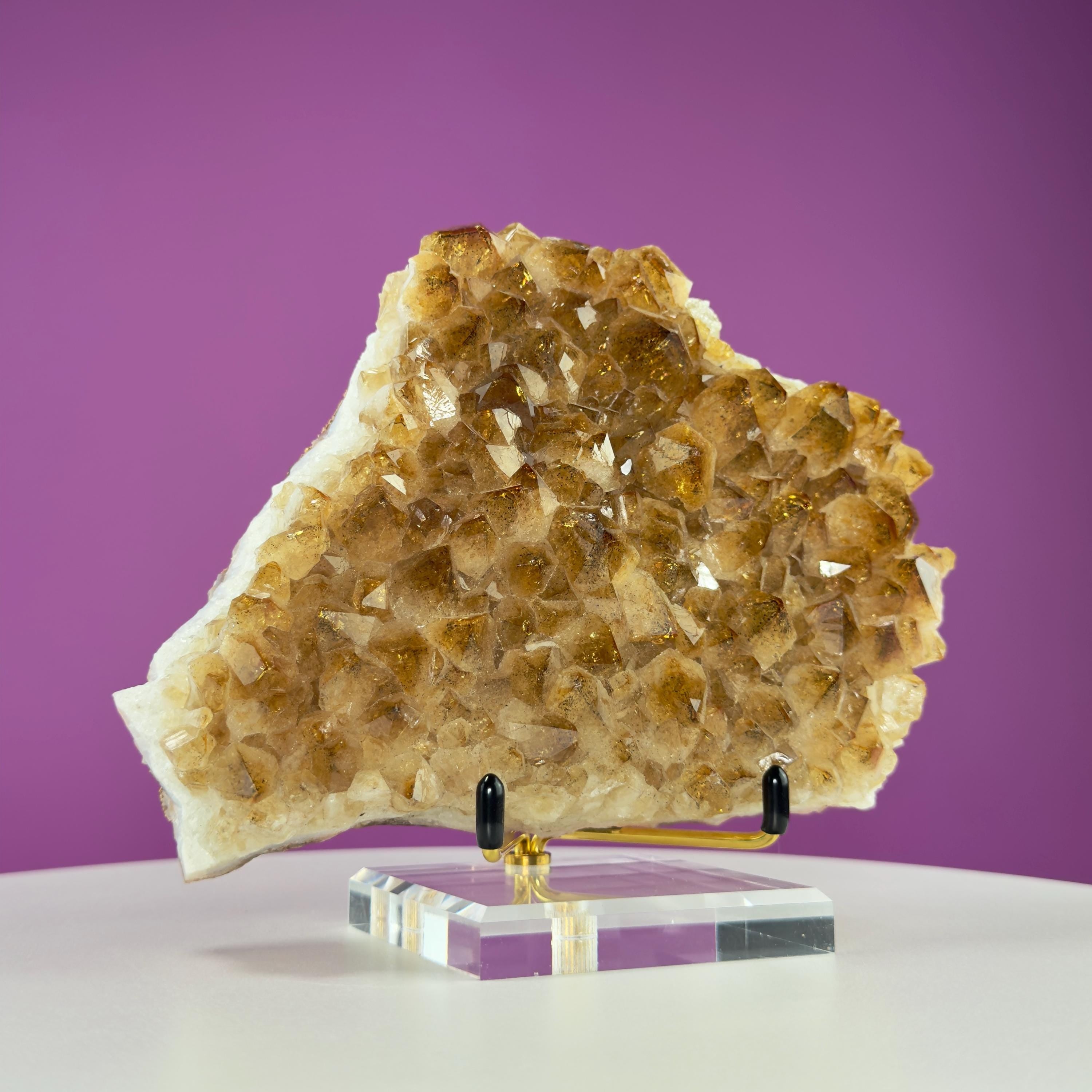 Brazil Citrine Crystal Cluster – Natural Quartz Specimen with Stand