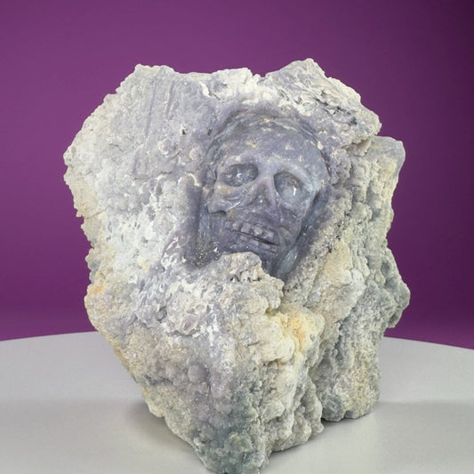 Grape Agate Skull Carving