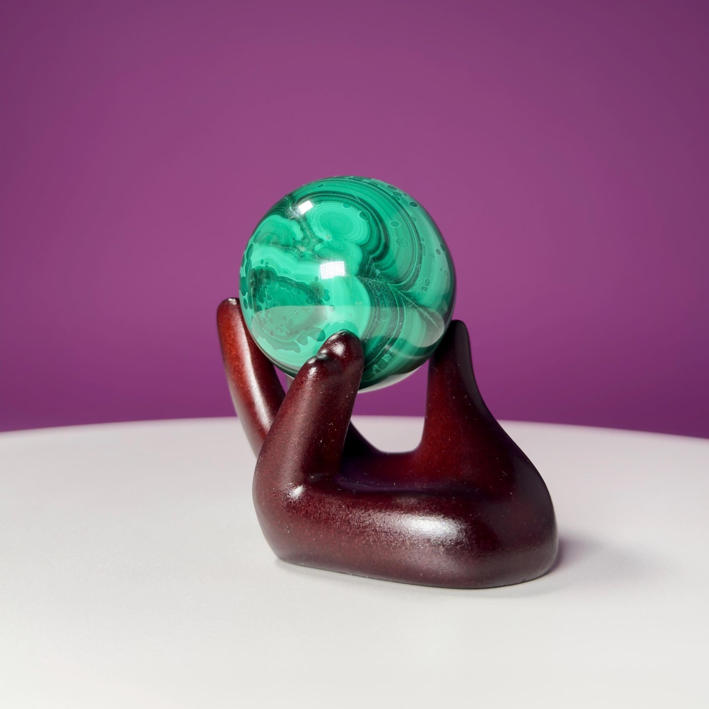 Malachite Sphere (Democratic Republic of the Congo) (Includes Hand Sphere Stand)