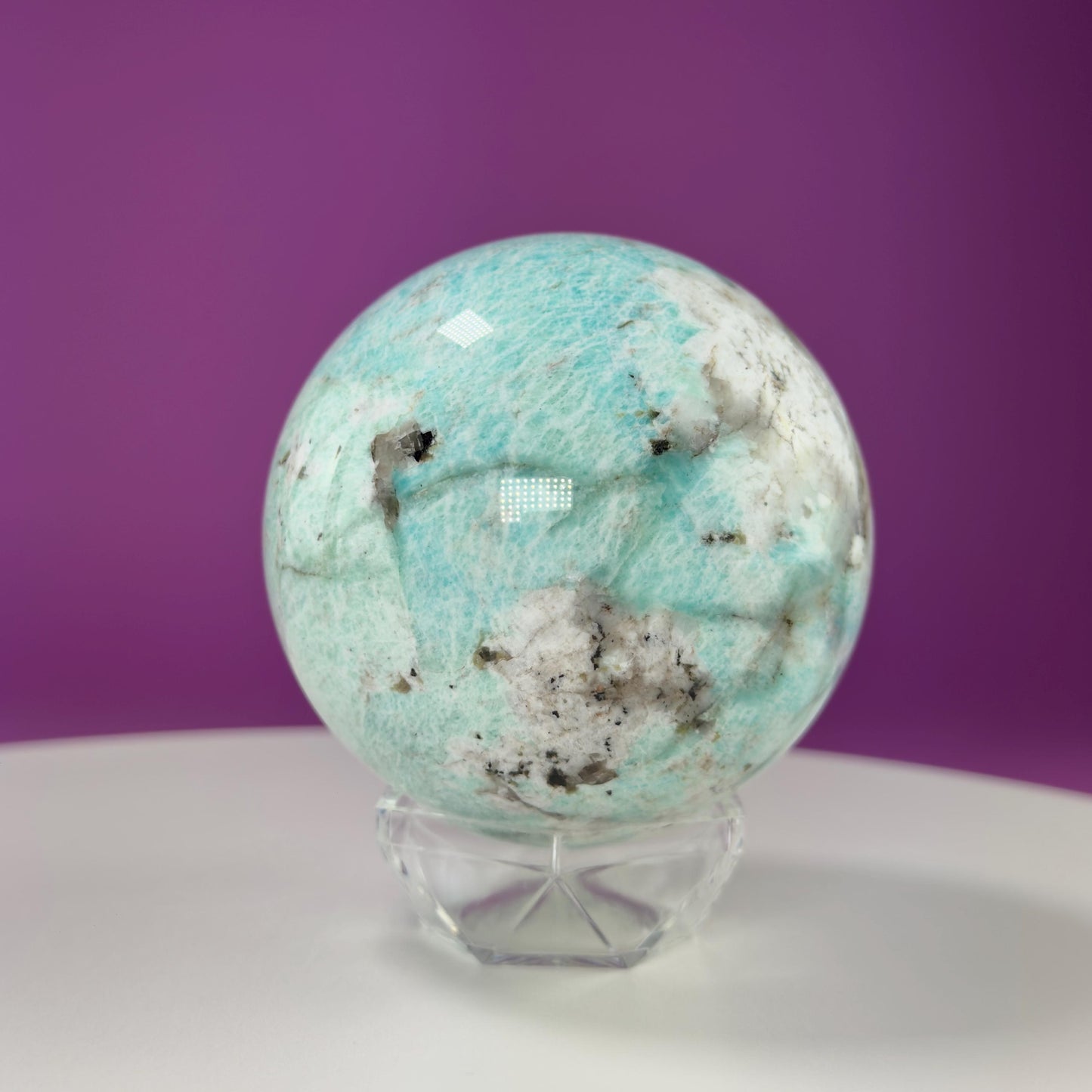 Amazonite Sphere (Includes Acrylic Stand), 1.9 Pounds