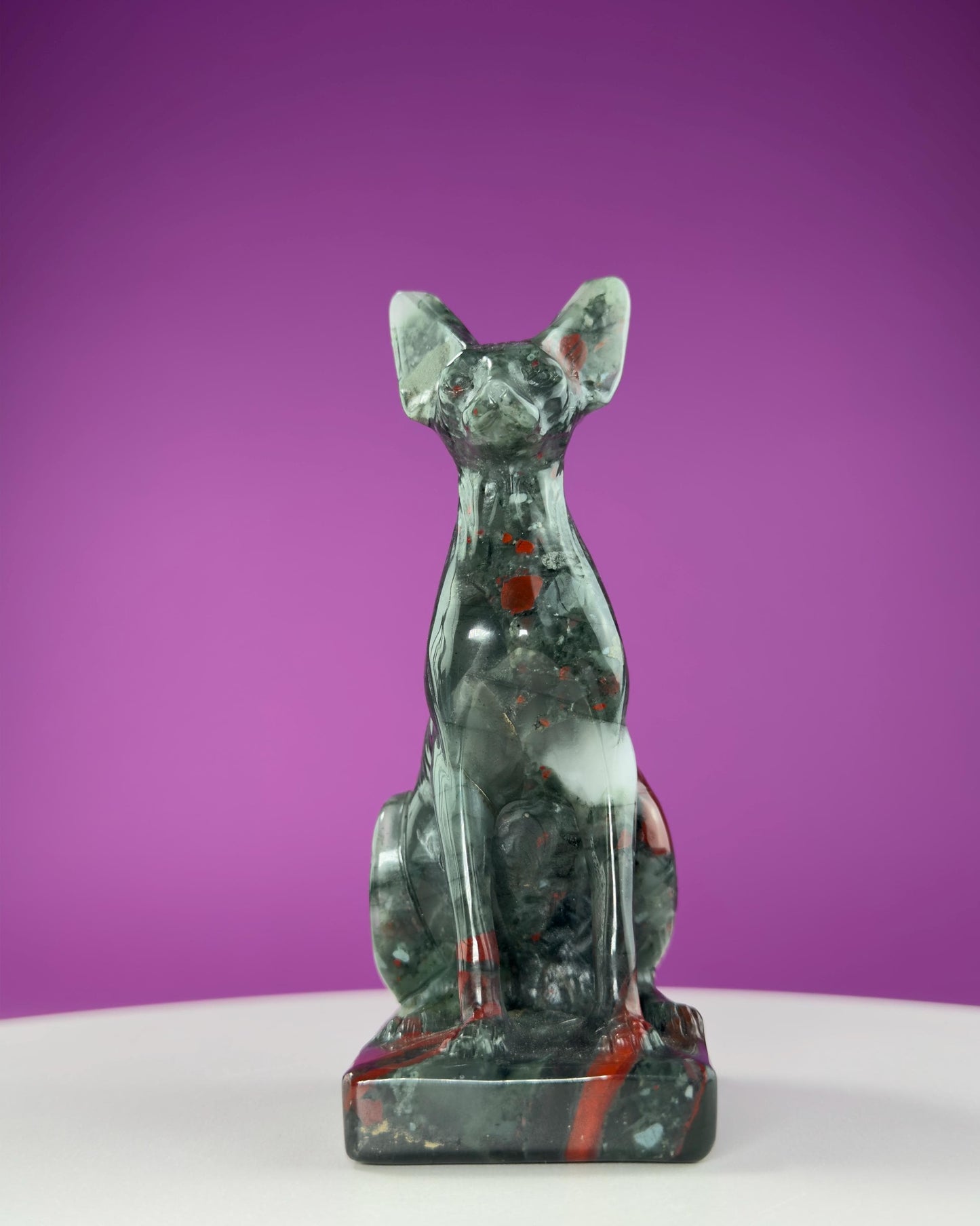 African Bloodstone Egyptian Sphinx Cat Carving, 5+ Inches Hand Carved,Reiki Healing, Crystal Decor,Crystal Gift,Cat Statue,Cat Decor