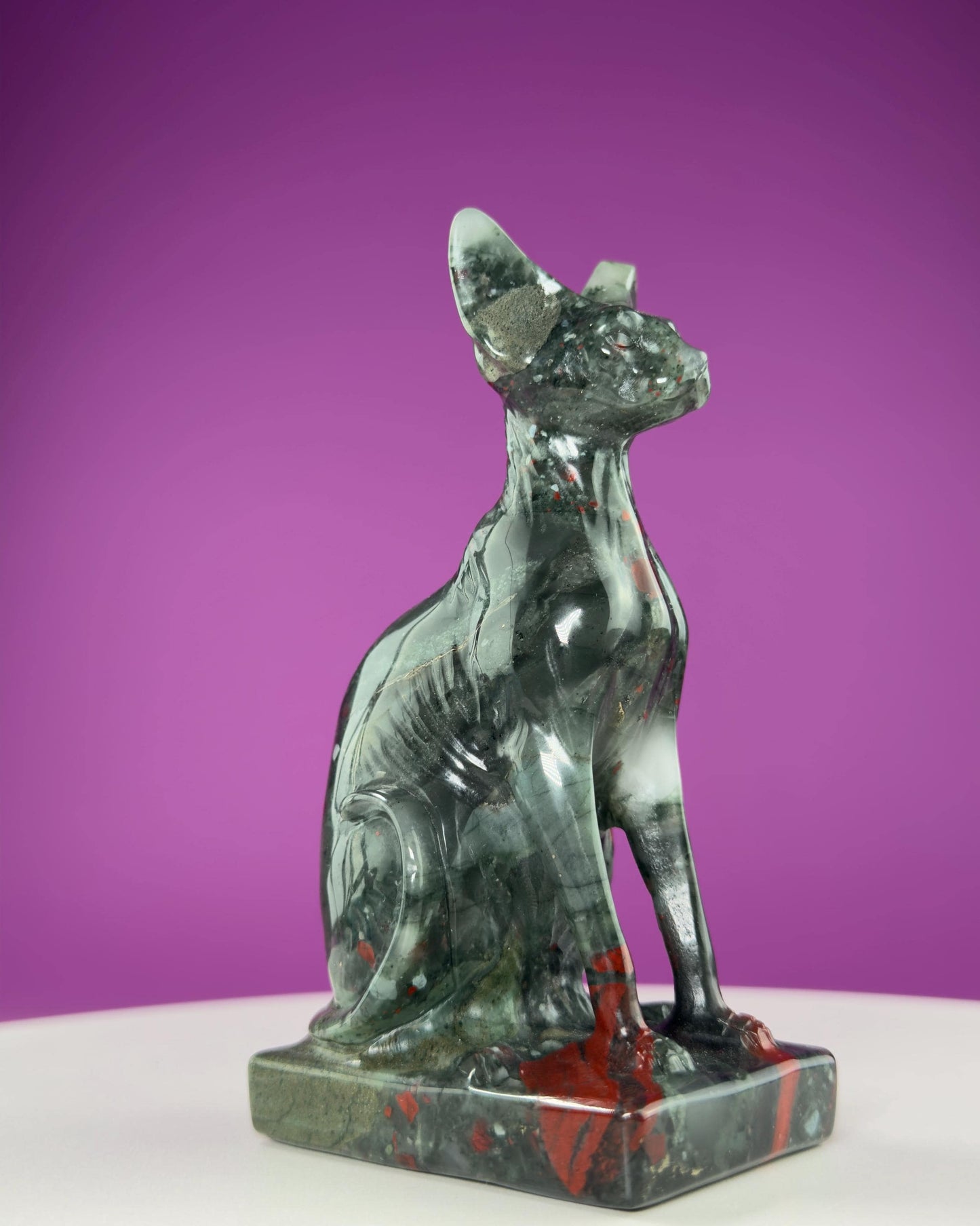 African Bloodstone Egyptian Sphinx Cat Carving, 5+ Inches Hand Carved,Reiki Healing, Crystal Decor,Crystal Gift,Cat Statue,Cat Decor