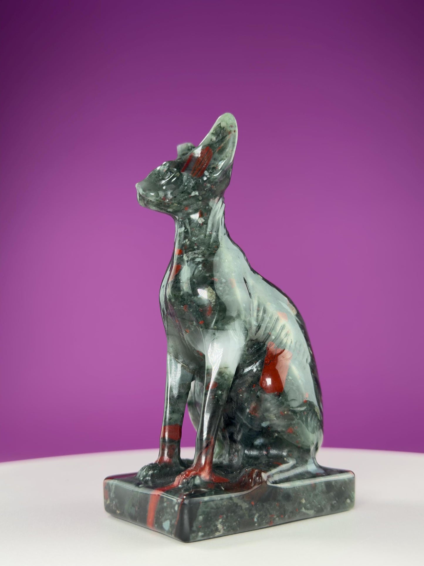 African Bloodstone Egyptian Sphinx Cat Carving, 5+ Inches Hand Carved,Reiki Healing, Crystal Decor,Crystal Gift,Cat Statue,Cat Decor