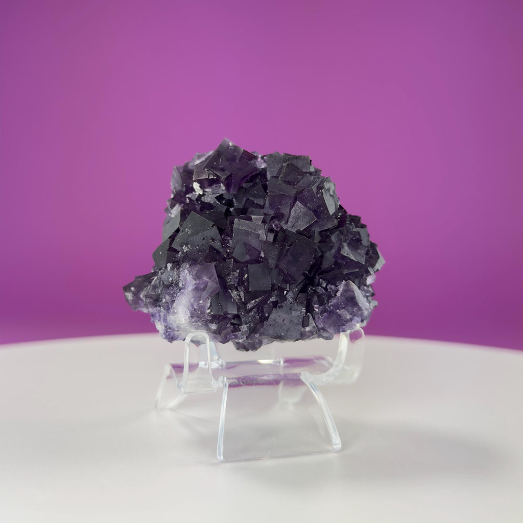 Purple Fluorite Cube Cluster (Anhui, China) (Includes Acrylic Stand)