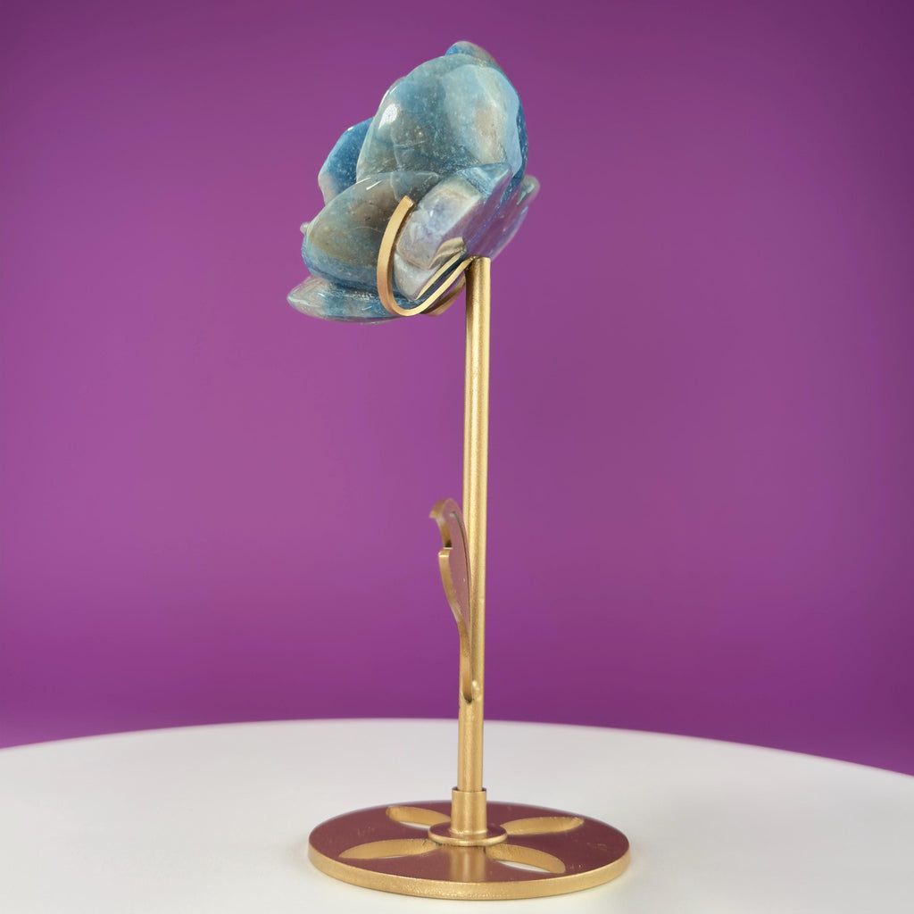Trolleite Flower Carving (Brazil) (Includes Gold Metal Stand)