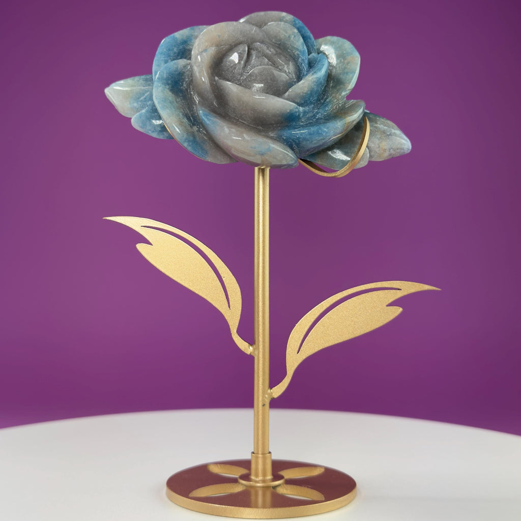Trolleite Flower Carving (Brazil) (Includes Gold Metal Stand)