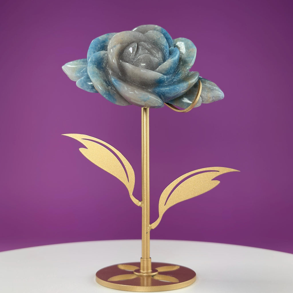 Trolleite Flower Carving (Brazil) (Includes Gold Metal Stand)