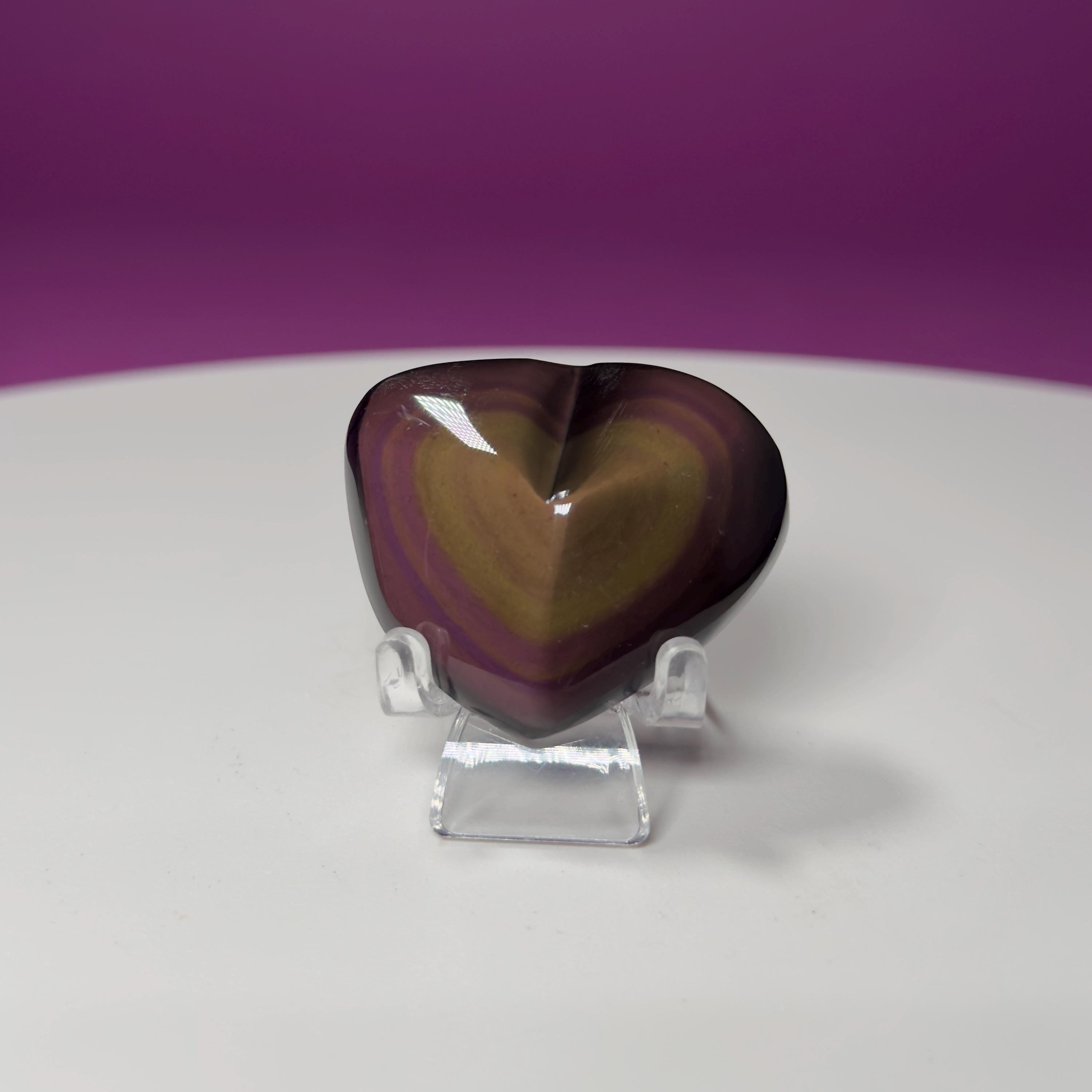 Mini Rainbow Obsidian Heart Carving (Mexico)