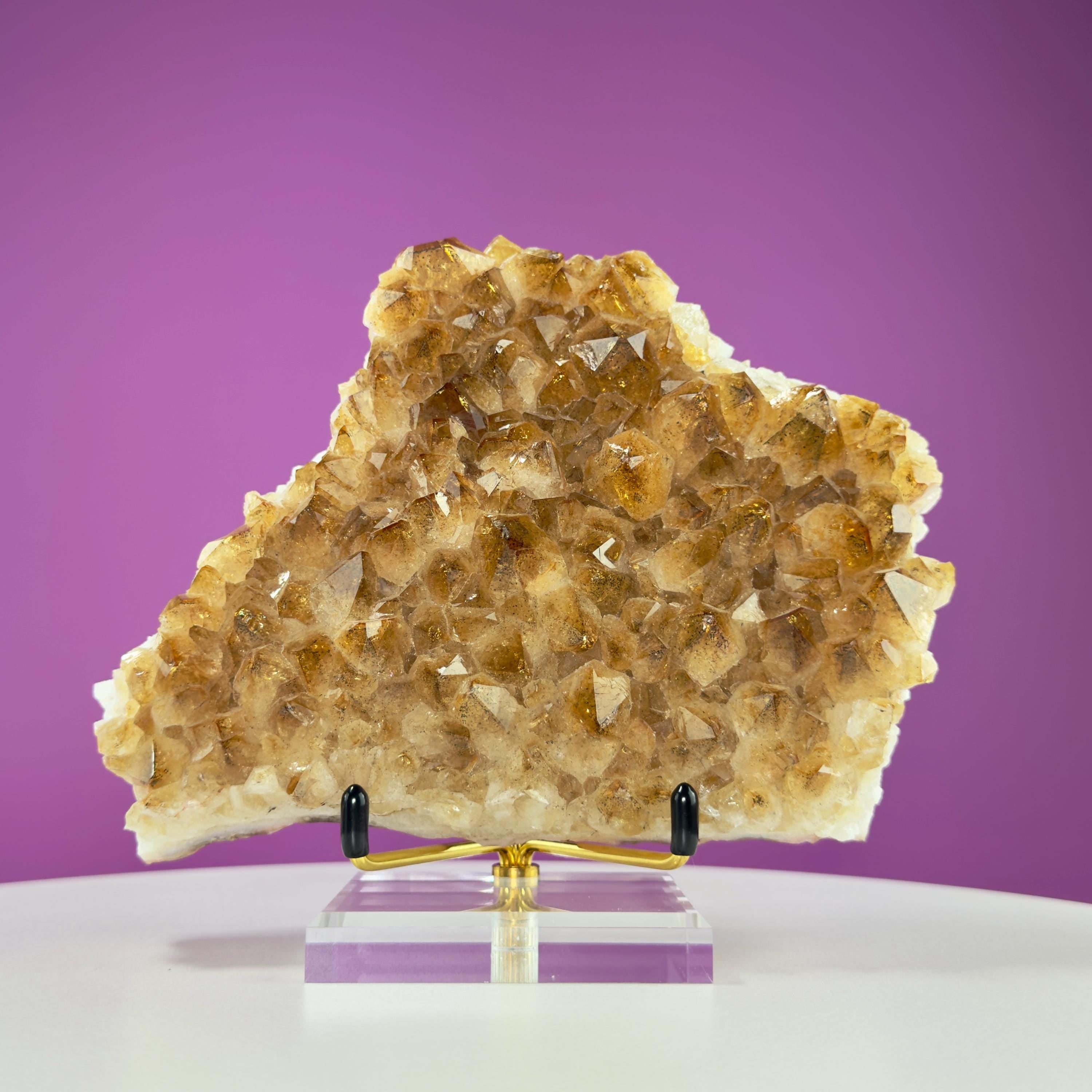 Brazil Citrine Crystal Cluster – Natural Quartz Specimen with Stand