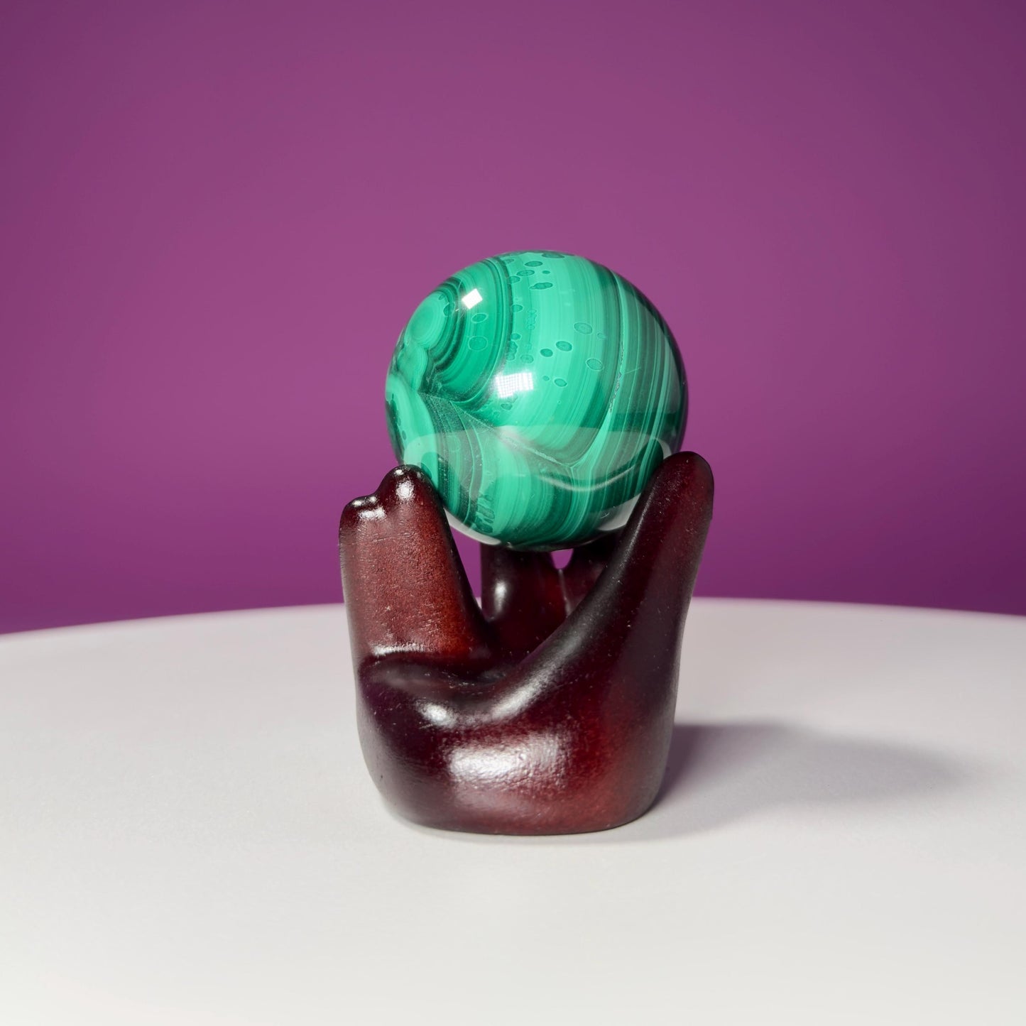Malachite Sphere (Democratic Republic of the Congo) (Includes Hand Sphere Stand)