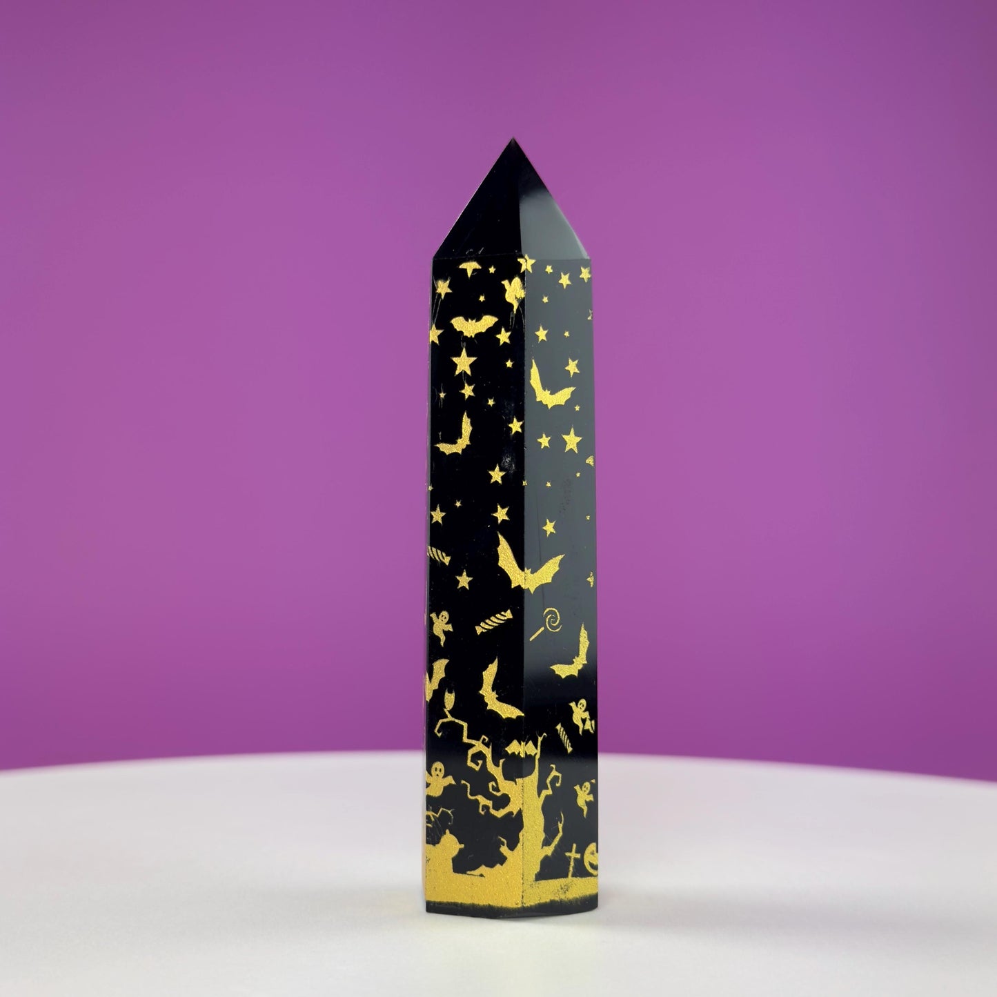 Black Obsidian Tower with Halloween Graphics