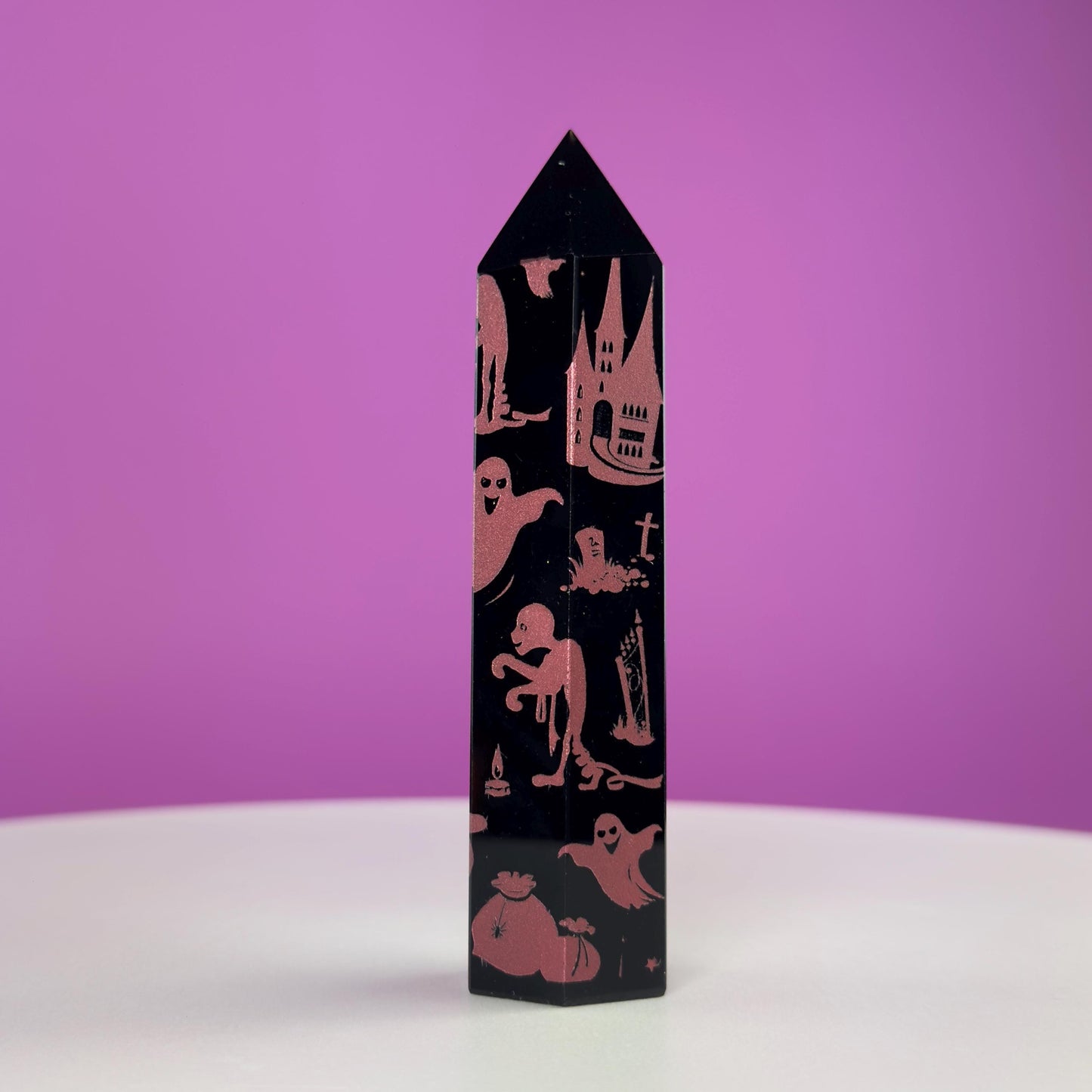 Black Obsidian Tower with Halloween Graphics