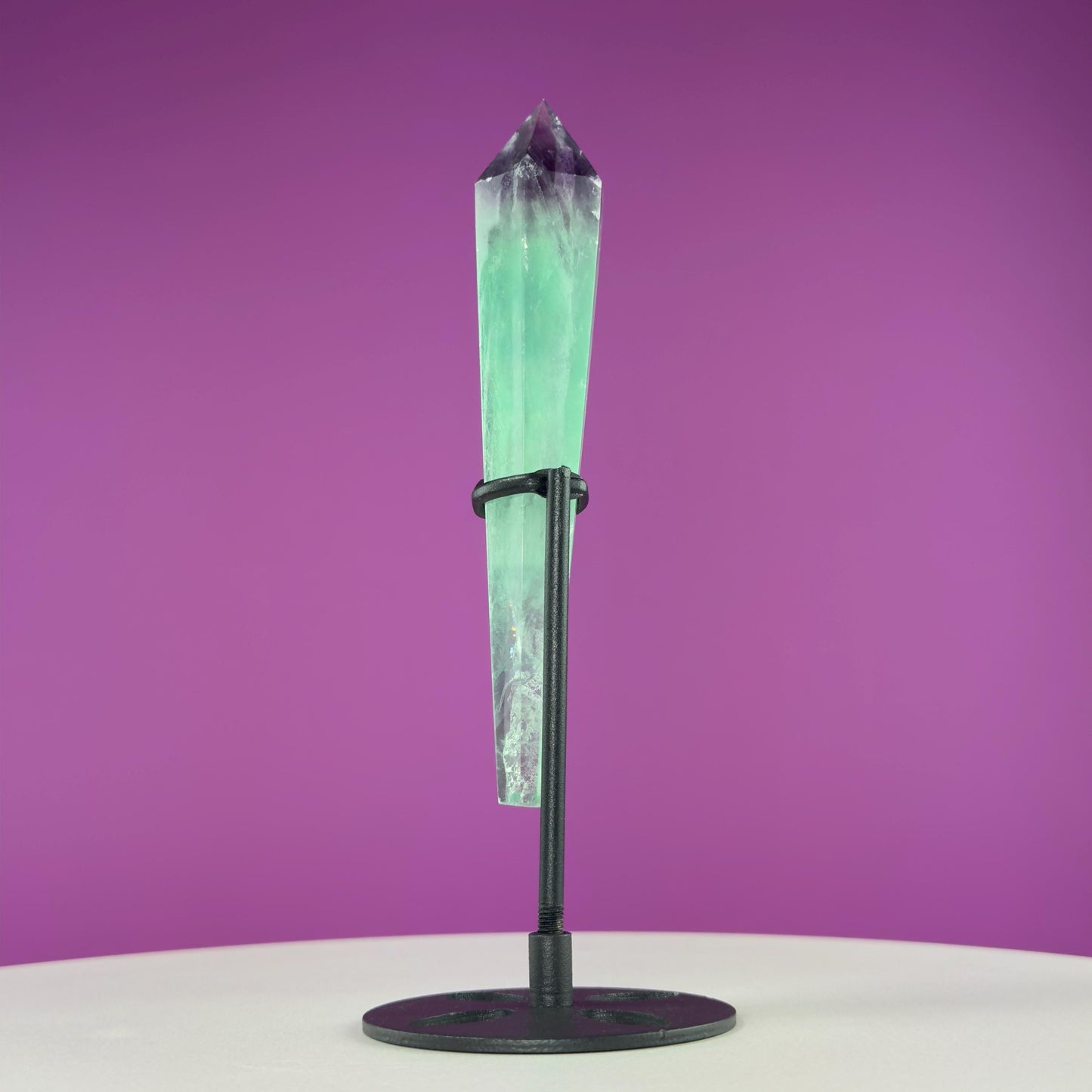 Green Fluorite Scepter and Black Metal Stand