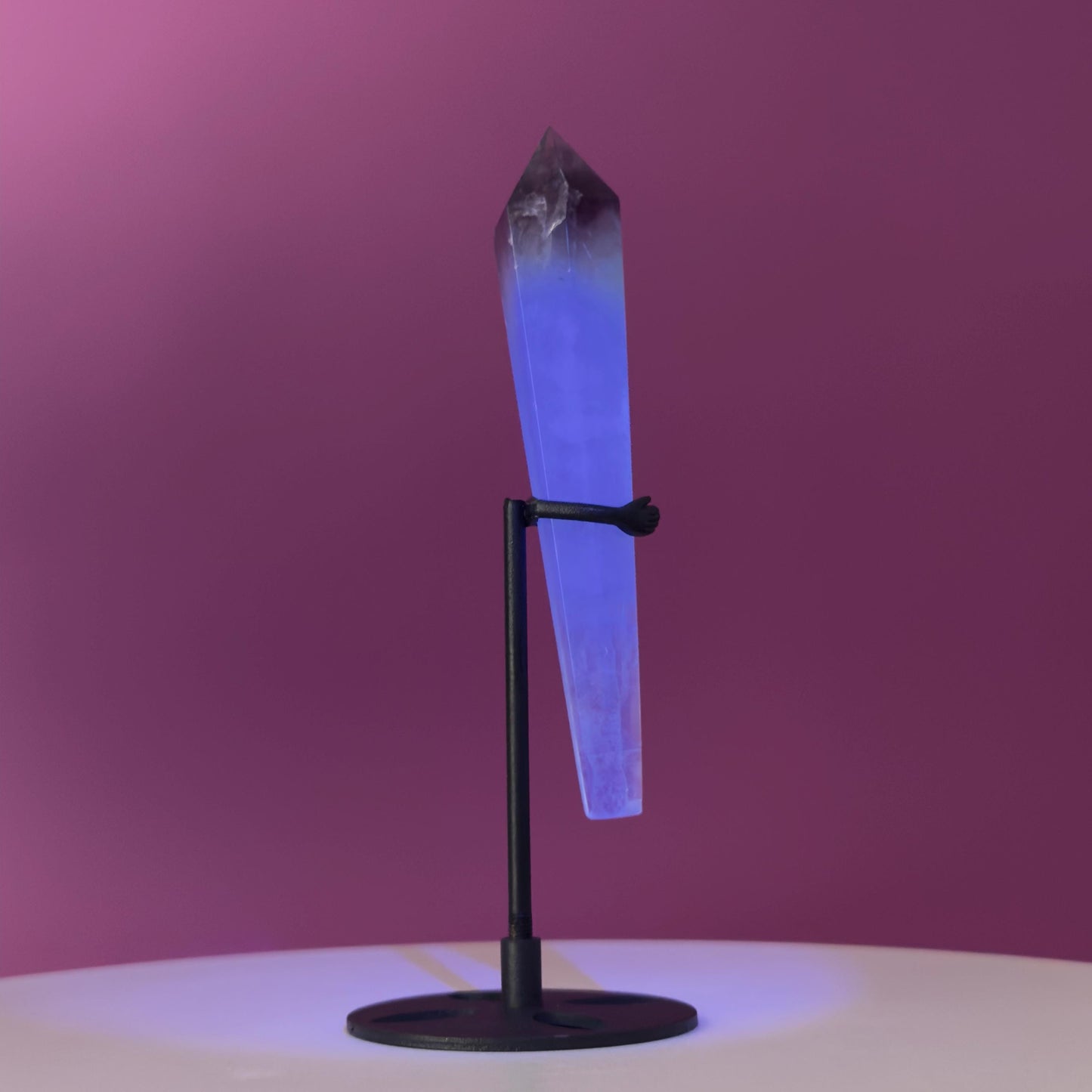 Green Fluorite Scepter and Black Metal Stand