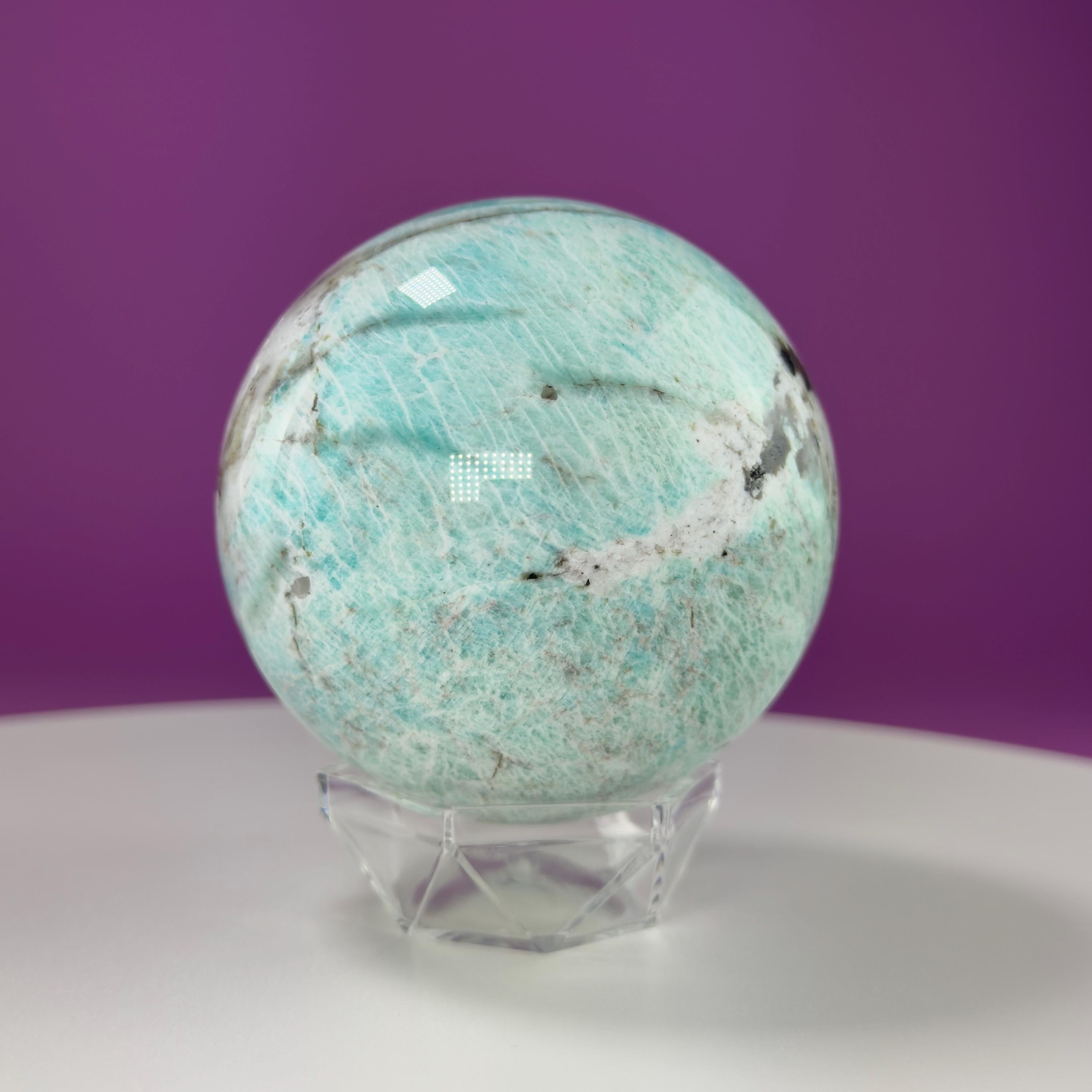 Amazonite Sphere (Includes Acrylic Stand), 1.9 Pounds