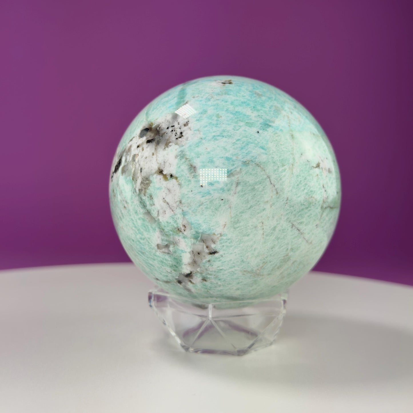 Amazonite Sphere (Includes Acrylic Stand), 1.9 Pounds