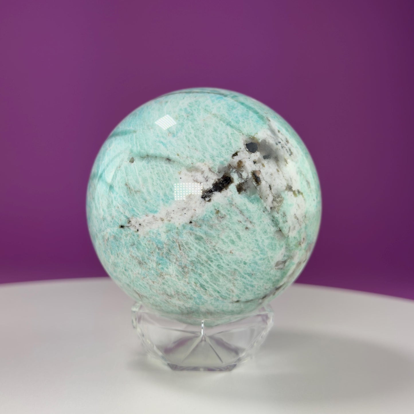 Amazonite Sphere (Includes Acrylic Stand), 1.9 Pounds