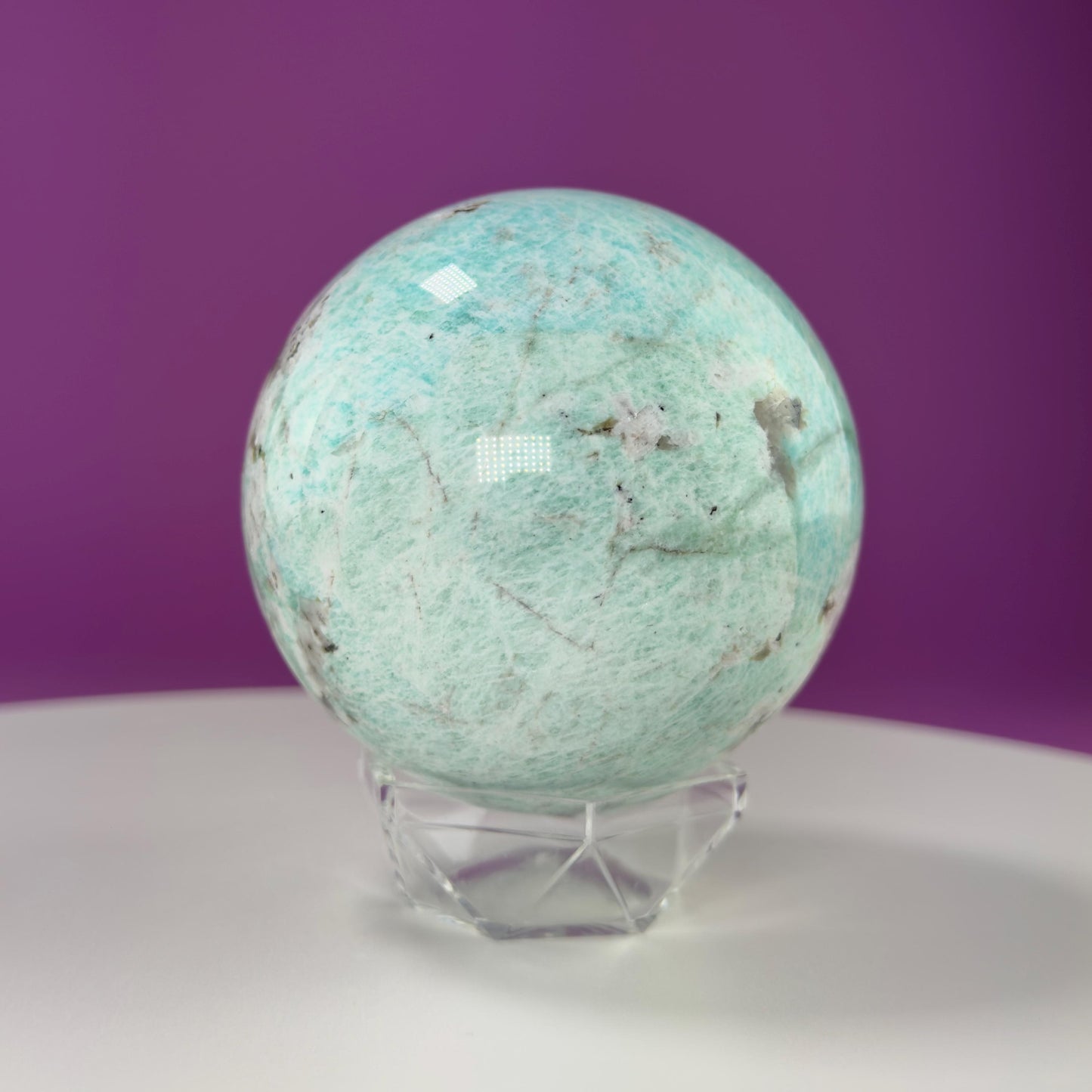 Amazonite Sphere (Includes Acrylic Stand), 1.9 Pounds