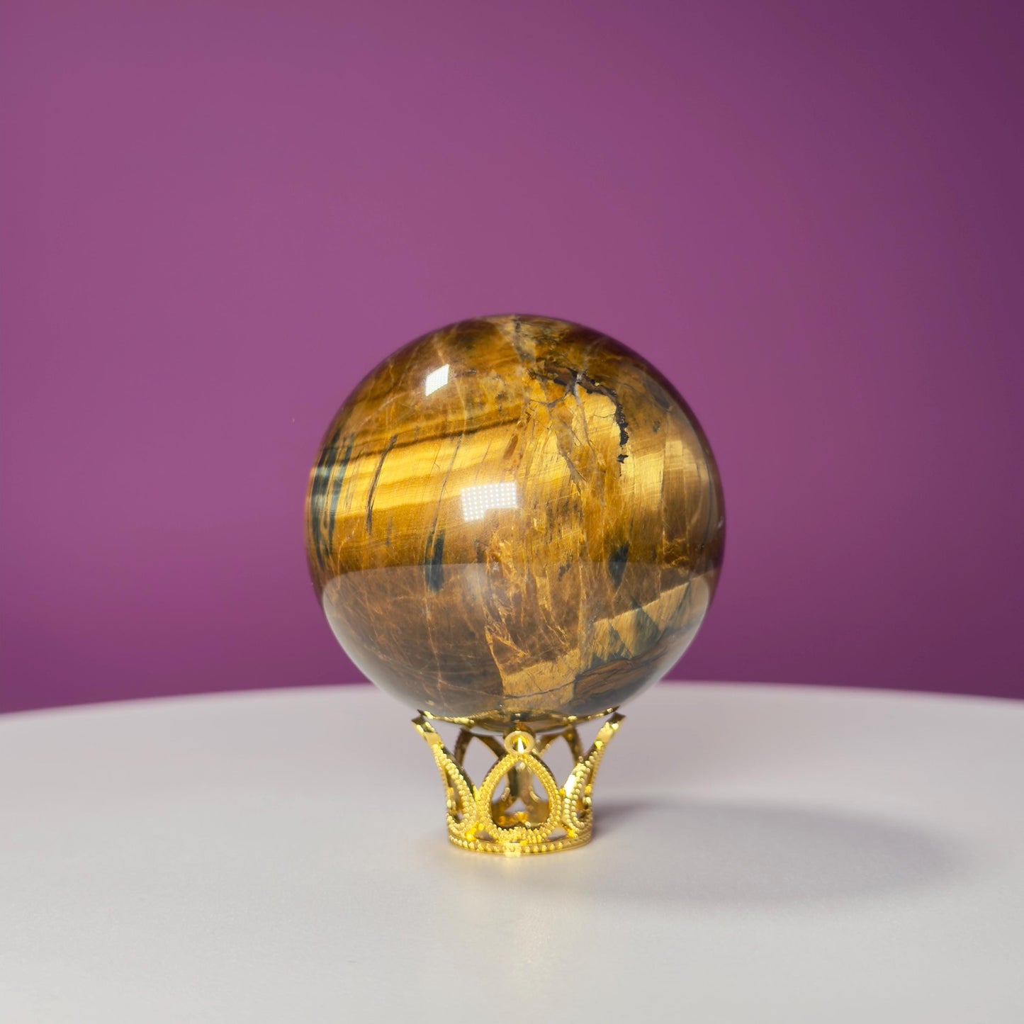 Tiger Eye Sphere (Includes Gold Metal Stand)