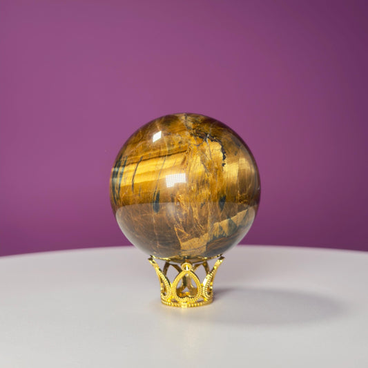 Tiger Eye Sphere (Includes Gold Metal Stand)