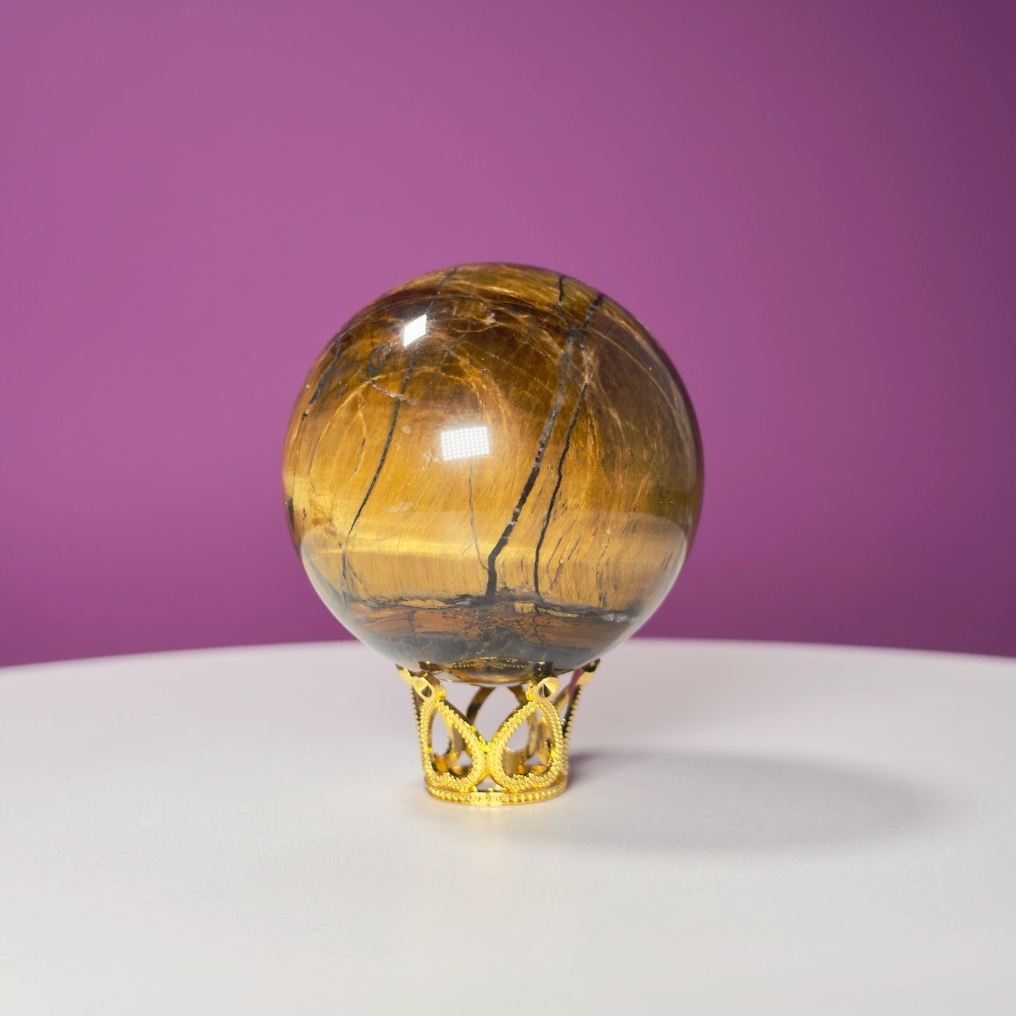 Tiger Eye Sphere (Includes Gold Metal Stand)