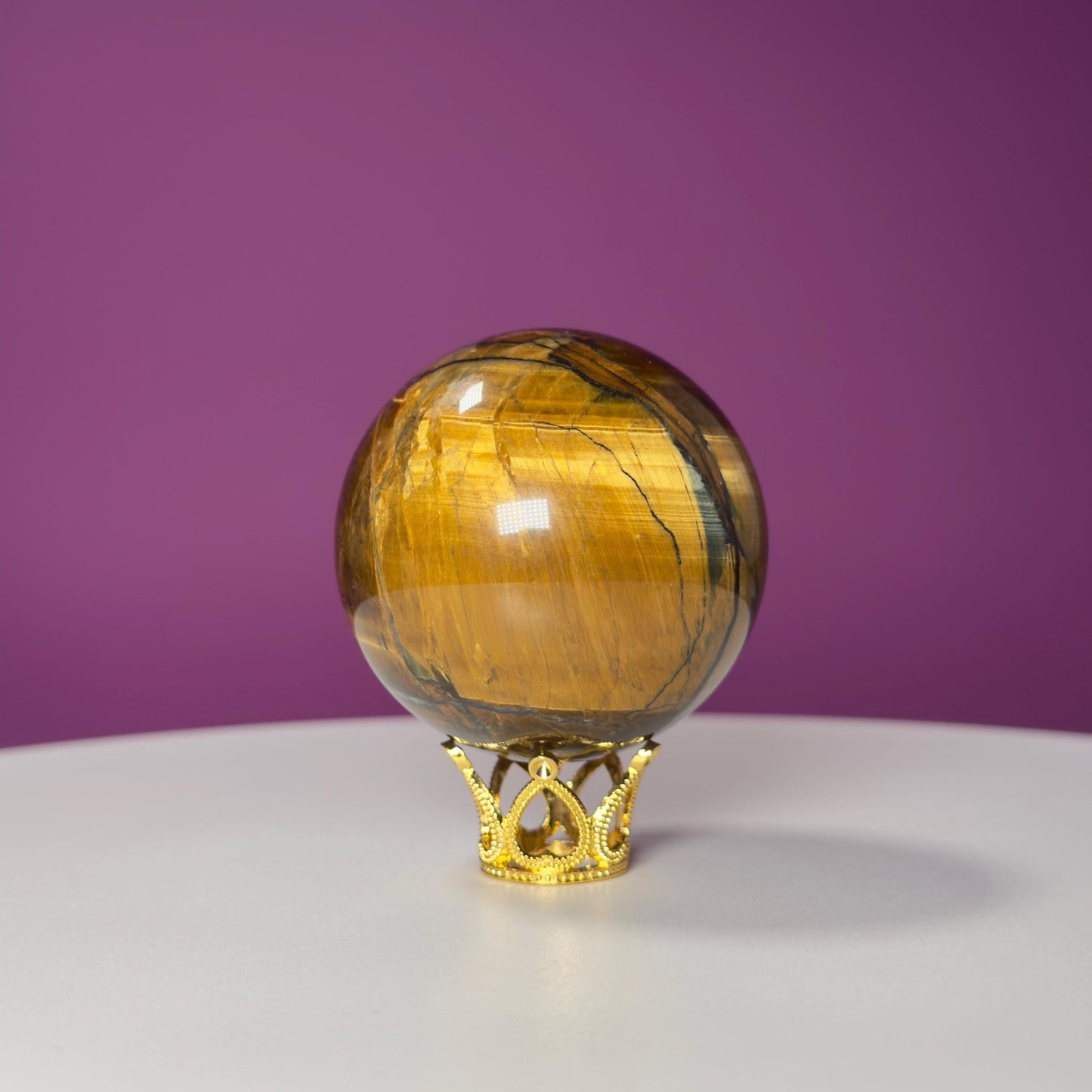 Tiger Eye Sphere (Includes Gold Metal Stand)