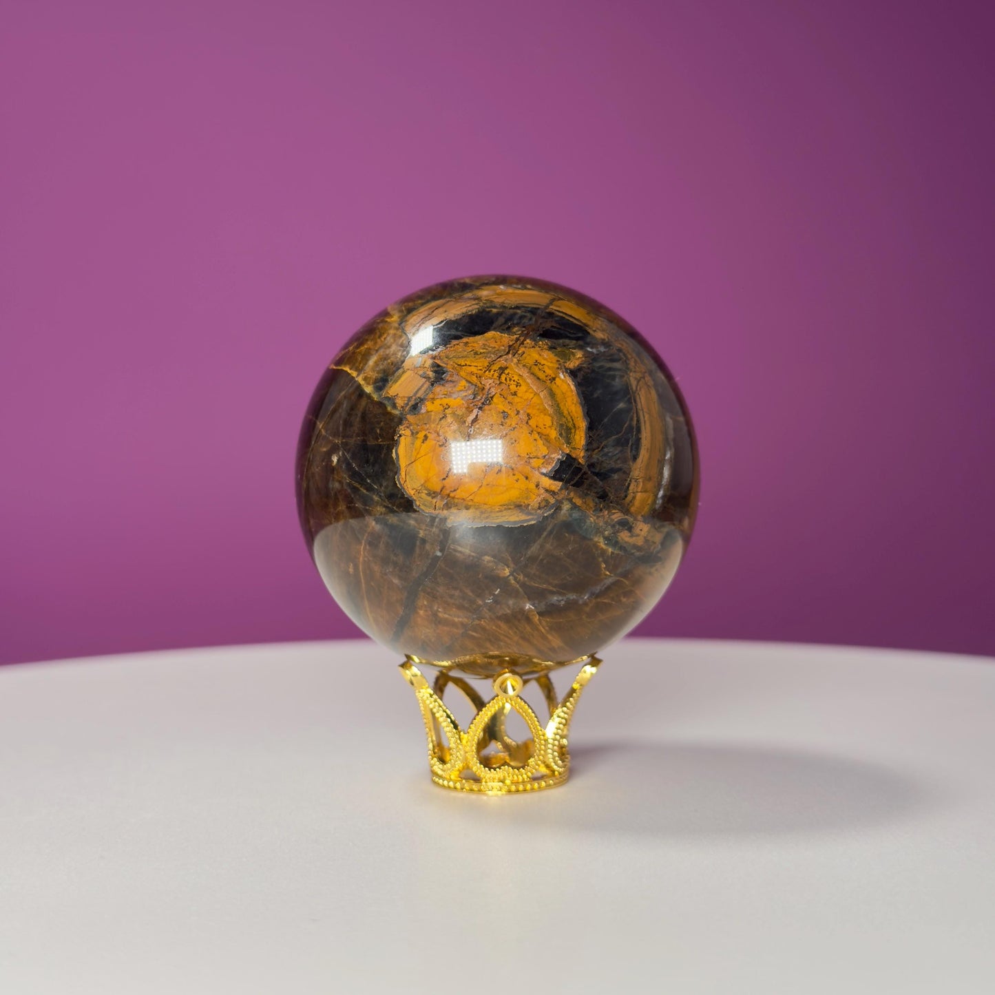 Tiger Eye Sphere (Includes Gold Metal Stand)