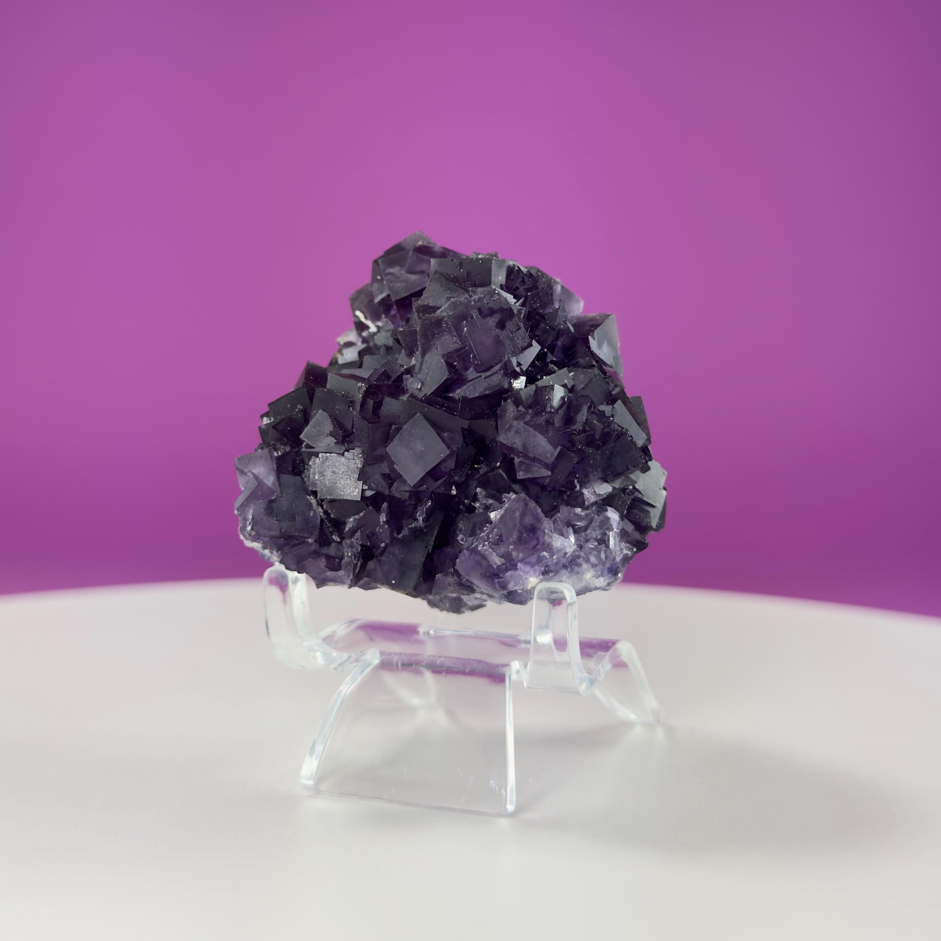Purple Fluorite Cube Cluster (Anhui, China) (Includes Acrylic Stand)