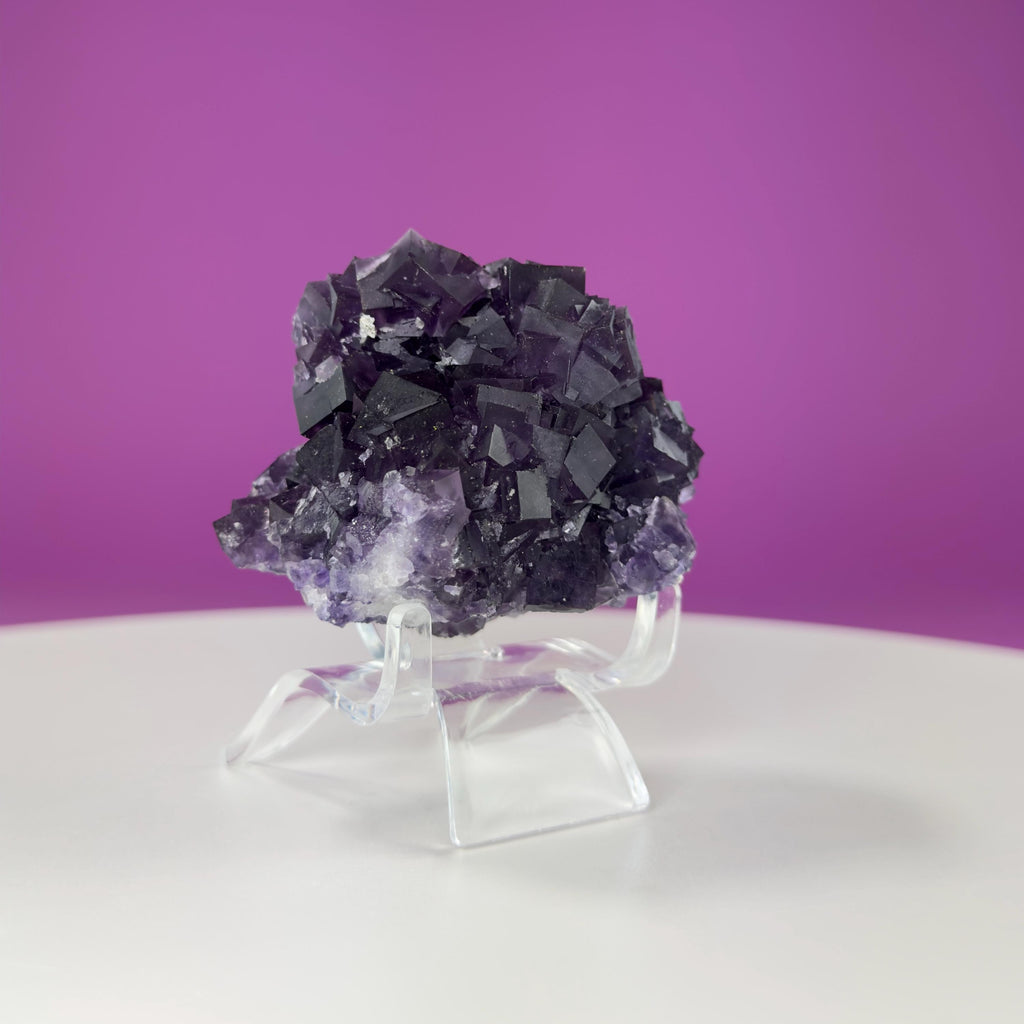 Purple Fluorite Cube Cluster (Anhui, China) (Includes Acrylic Stand)