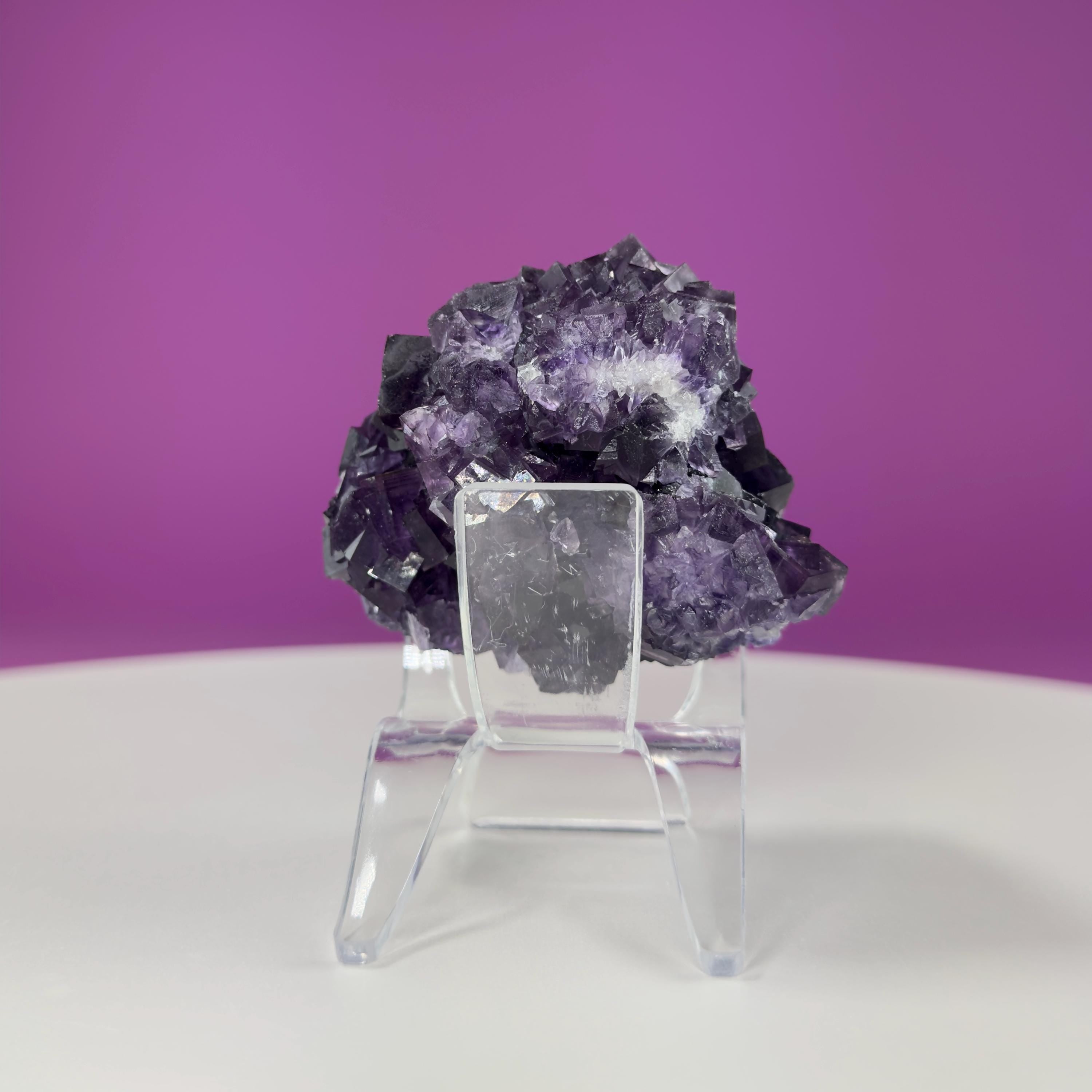 Purple Fluorite Cube Cluster (Anhui, China) (Includes Acrylic Stand)