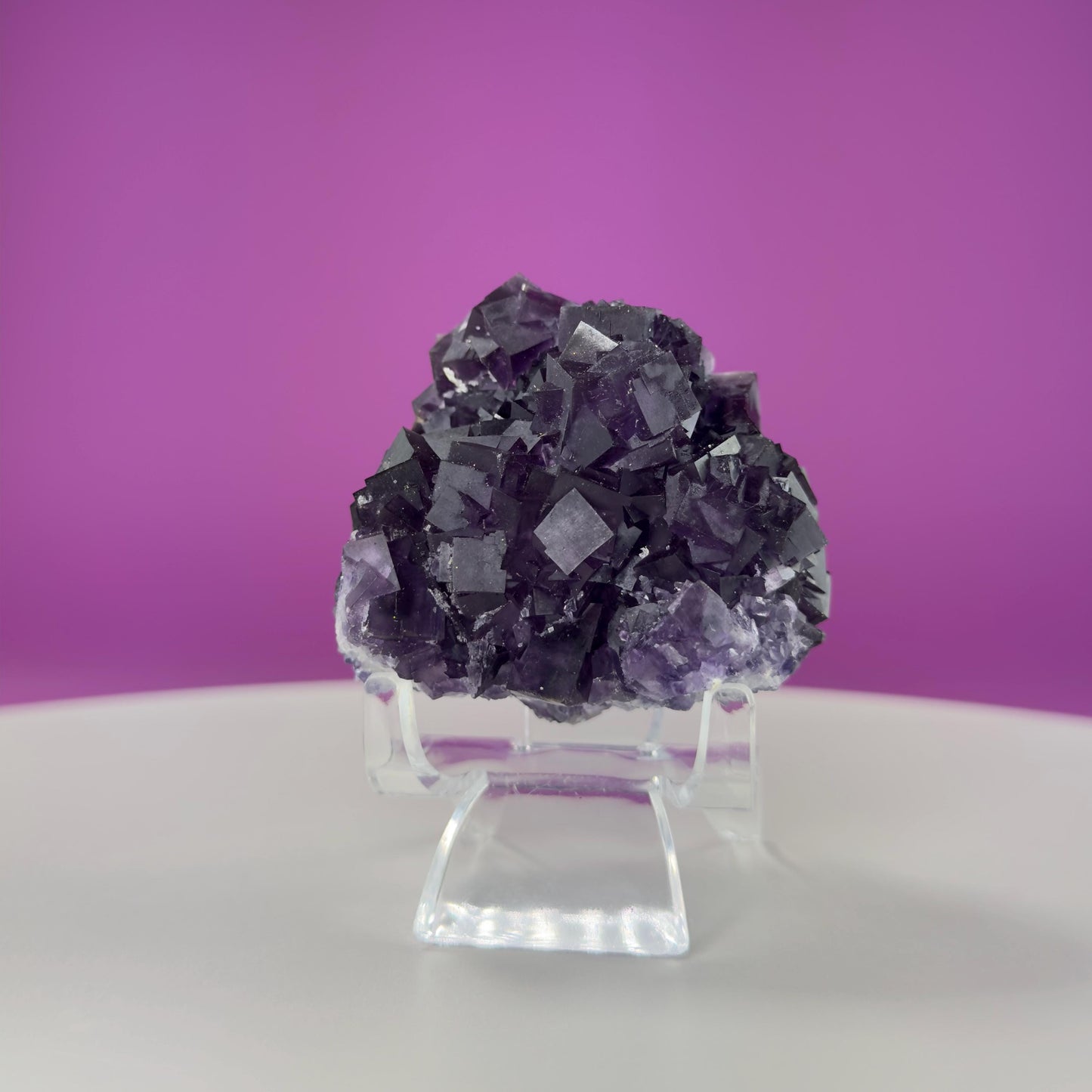 Purple Fluorite Cube Cluster (Anhui, China) (Includes Acrylic Stand)