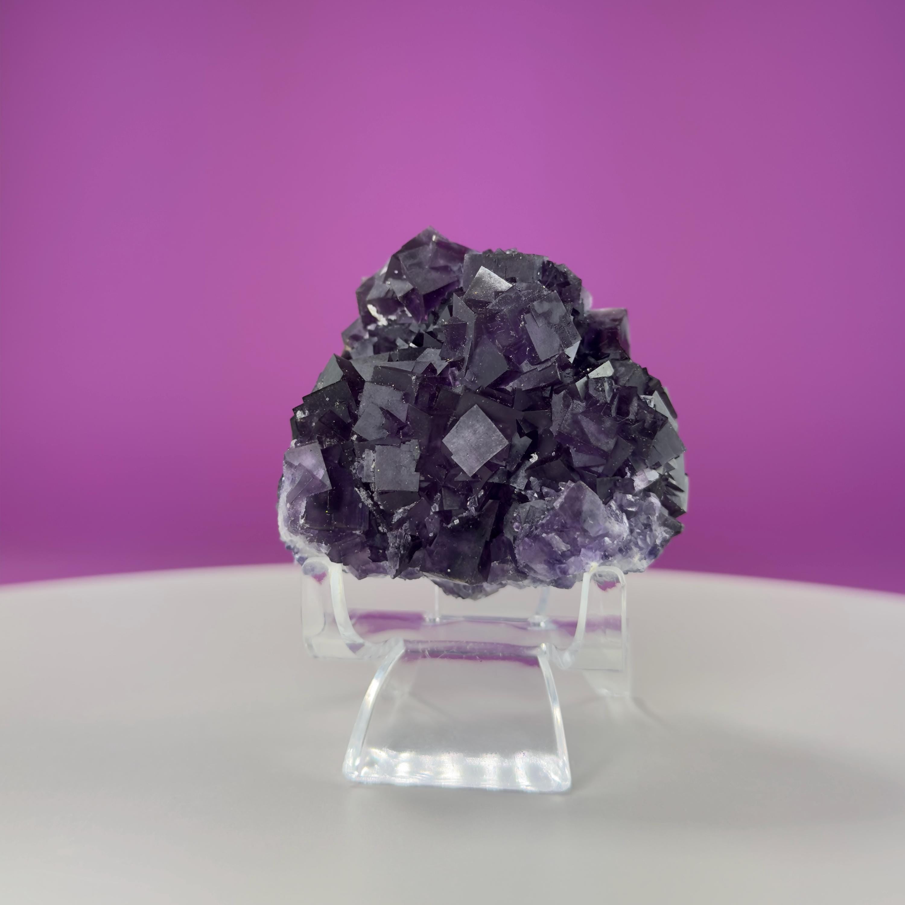 Purple Fluorite Cube Cluster (Anhui, China) (Includes Acrylic Stand)