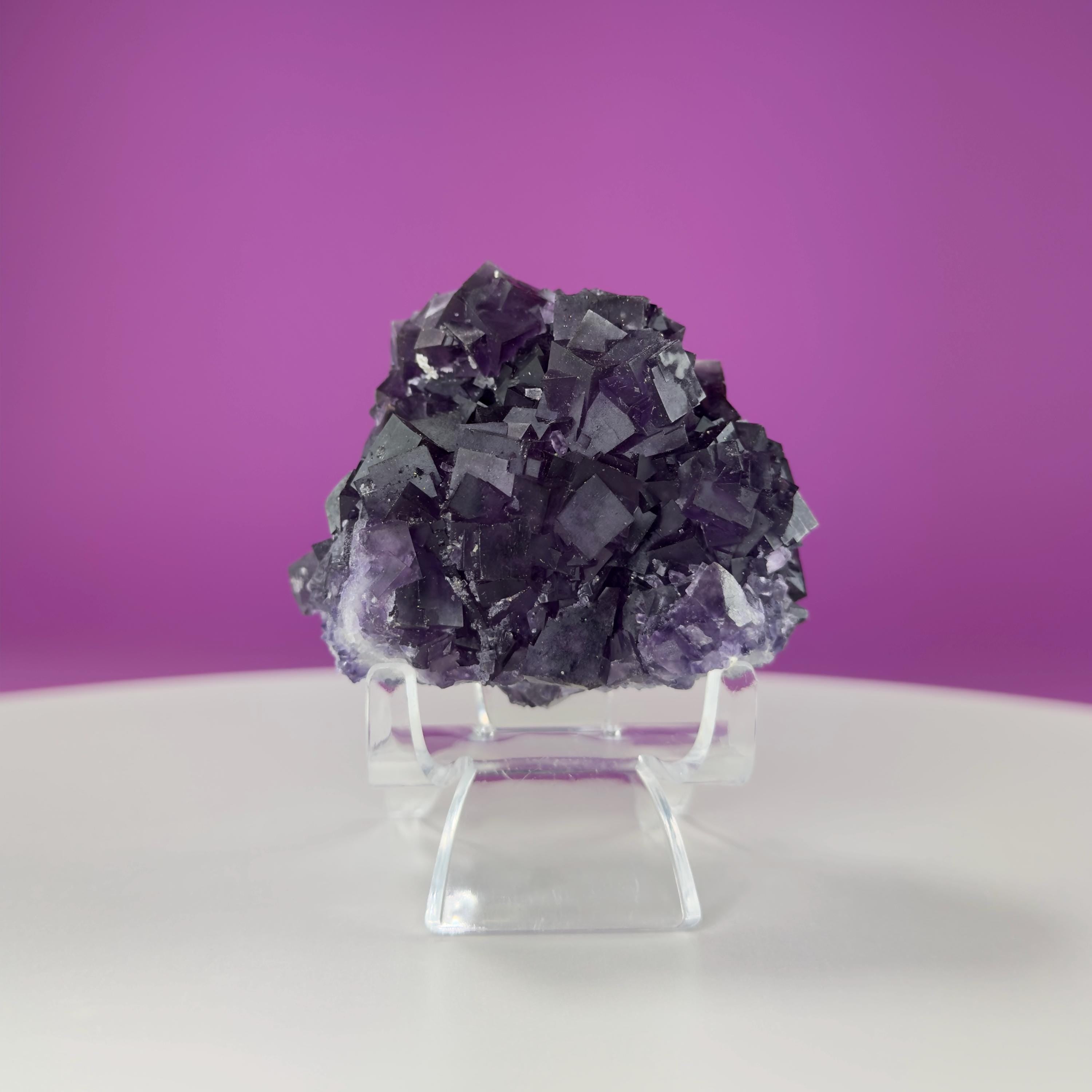 Purple Fluorite Cube Cluster (Anhui, China) (Includes Acrylic Stand)